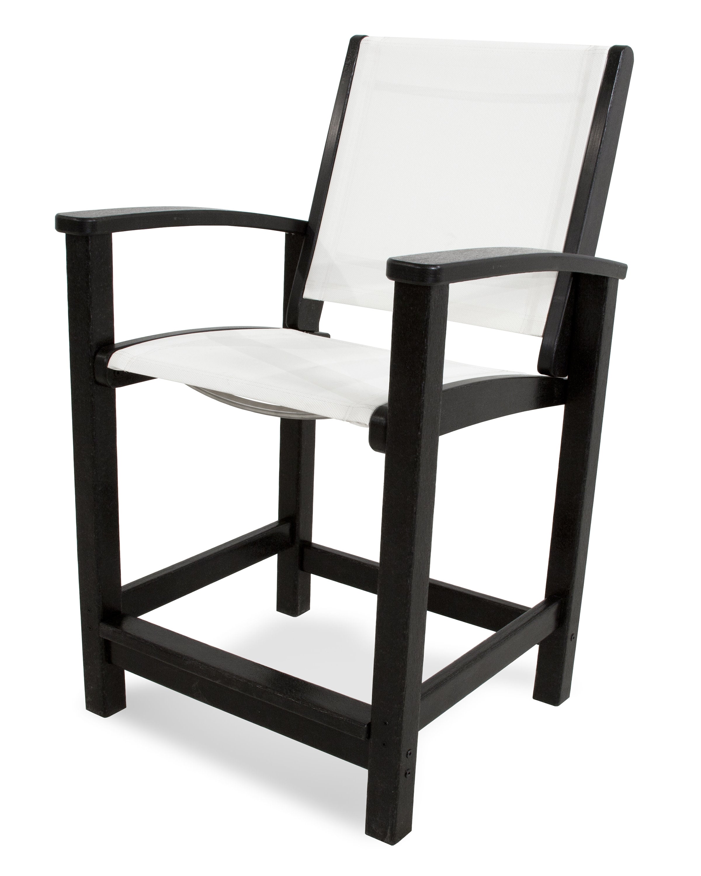 Coastal Counter Chair in Black / White Sling