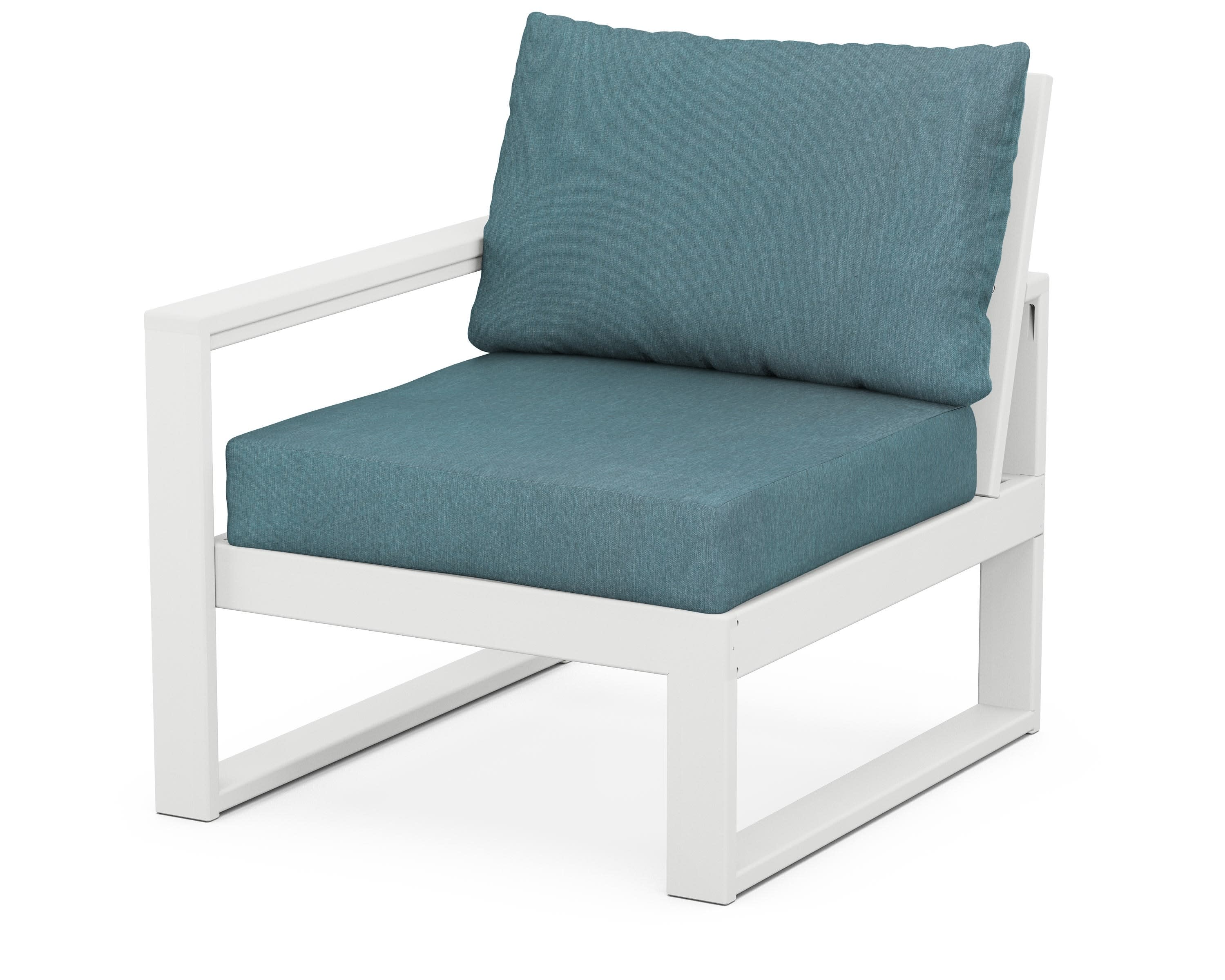 EDGE Modular Left Arm Chair in White / Ocean Teal