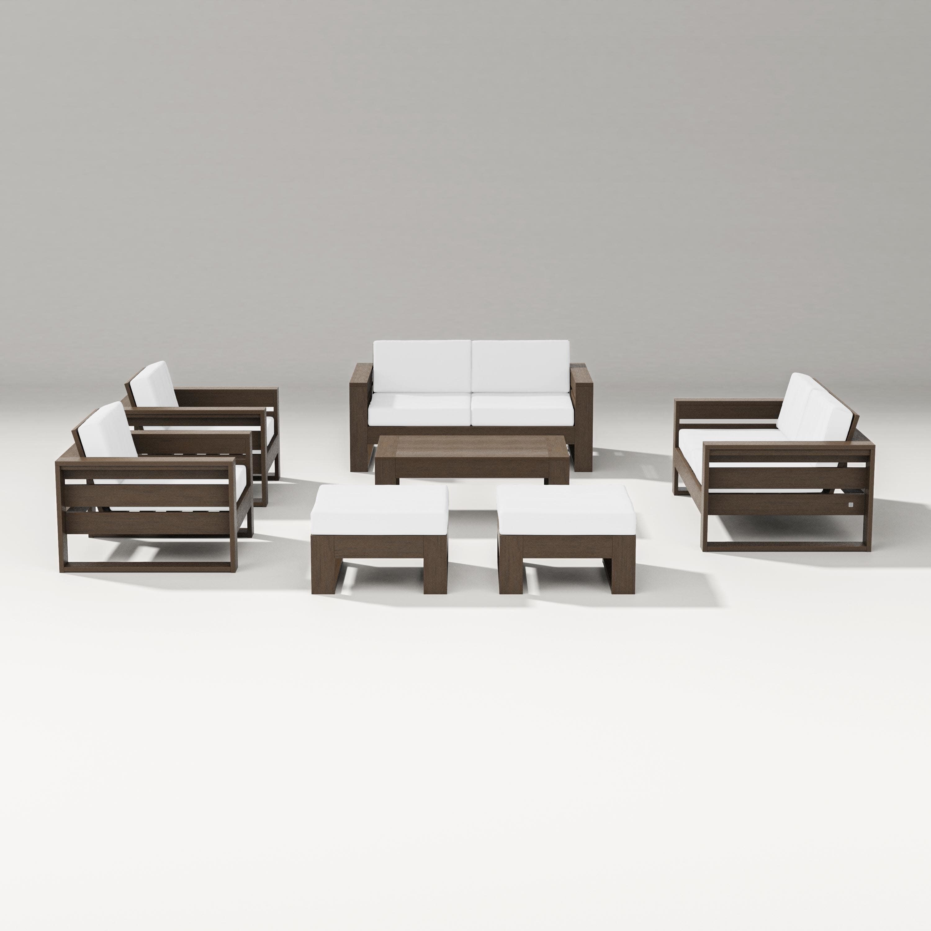 Latitude 7-Piece Lounge Loveseat Set in Kona / Natural