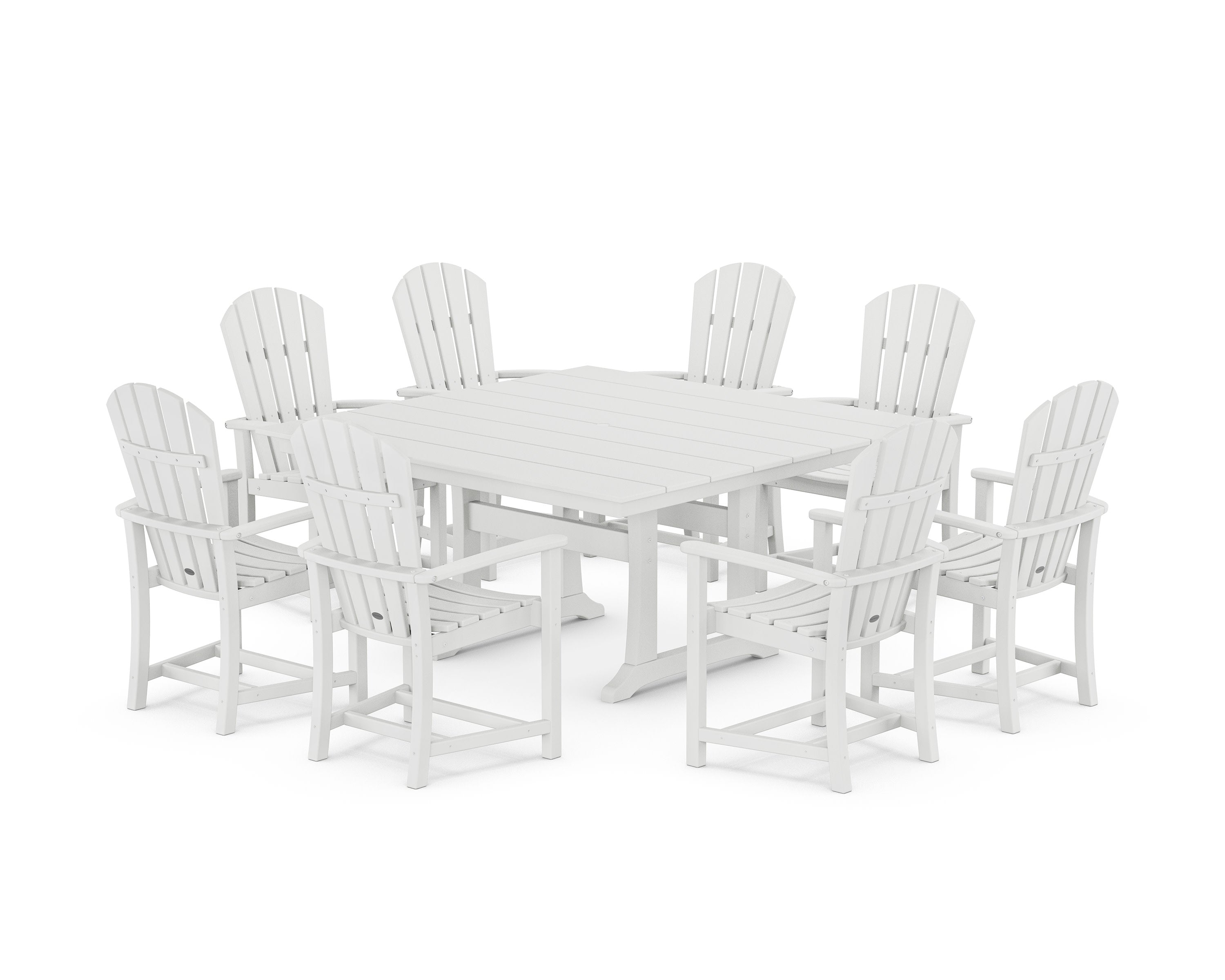 Palm Coast 9-Piece Square Farmhouse Dining Set with Trestle Legs in White