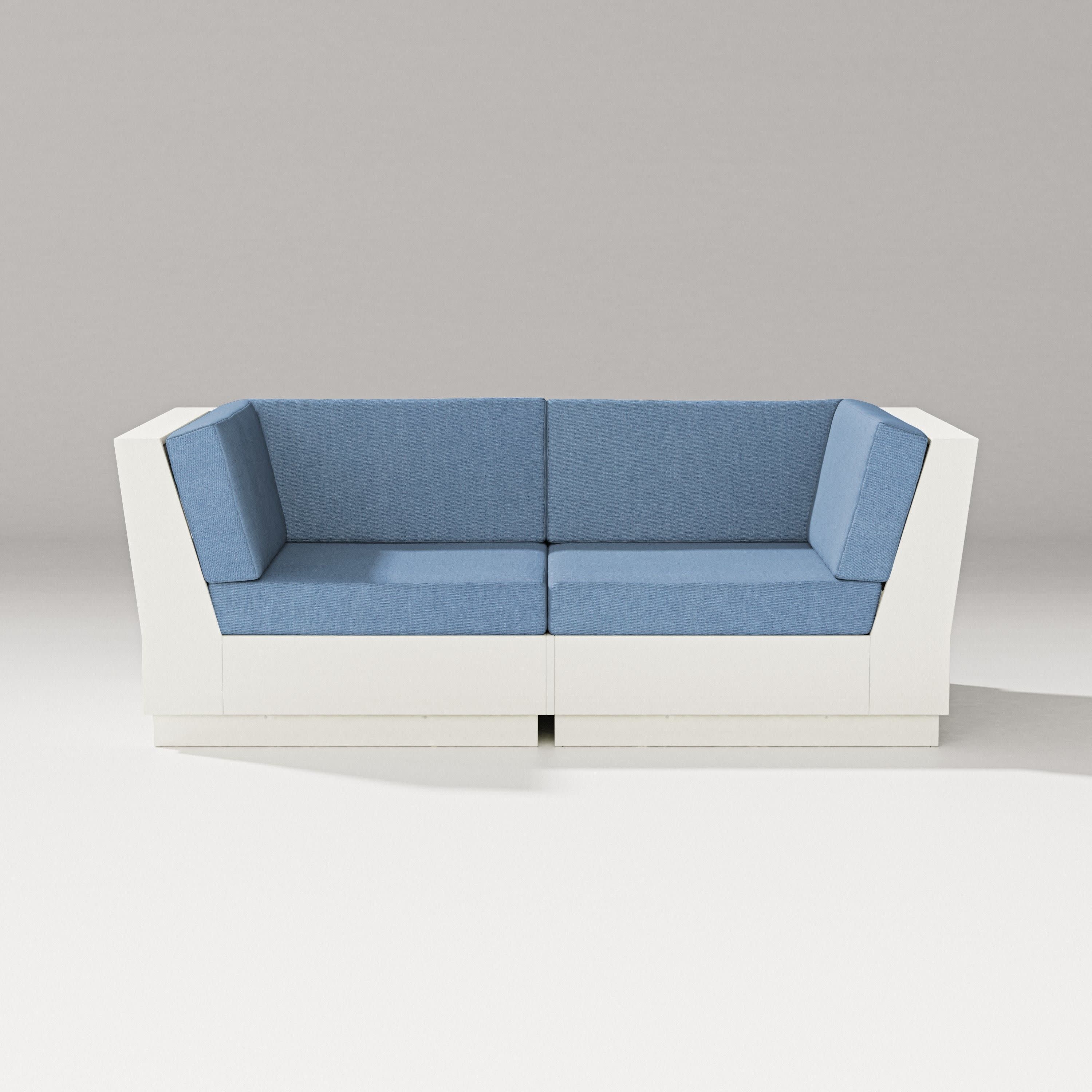Elevate Loveseat Sectional in Vintage White / Sky Blue