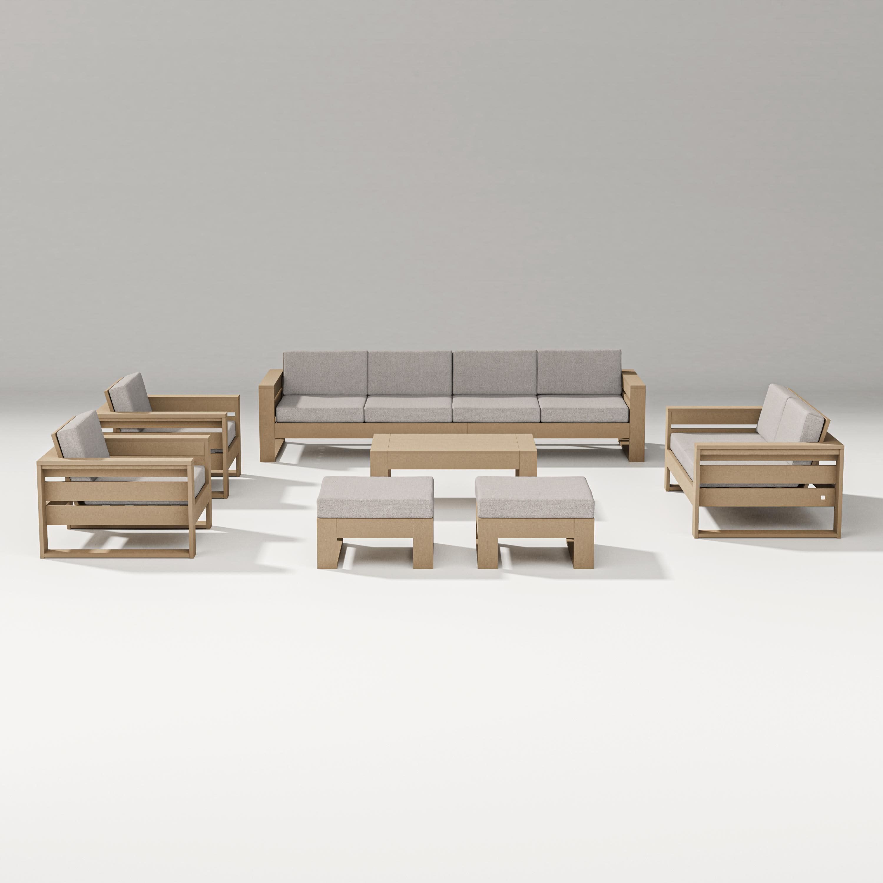 Latitude 8-Piece Lounge Sofa Set in Vintage Sahara / Weathered Tweed