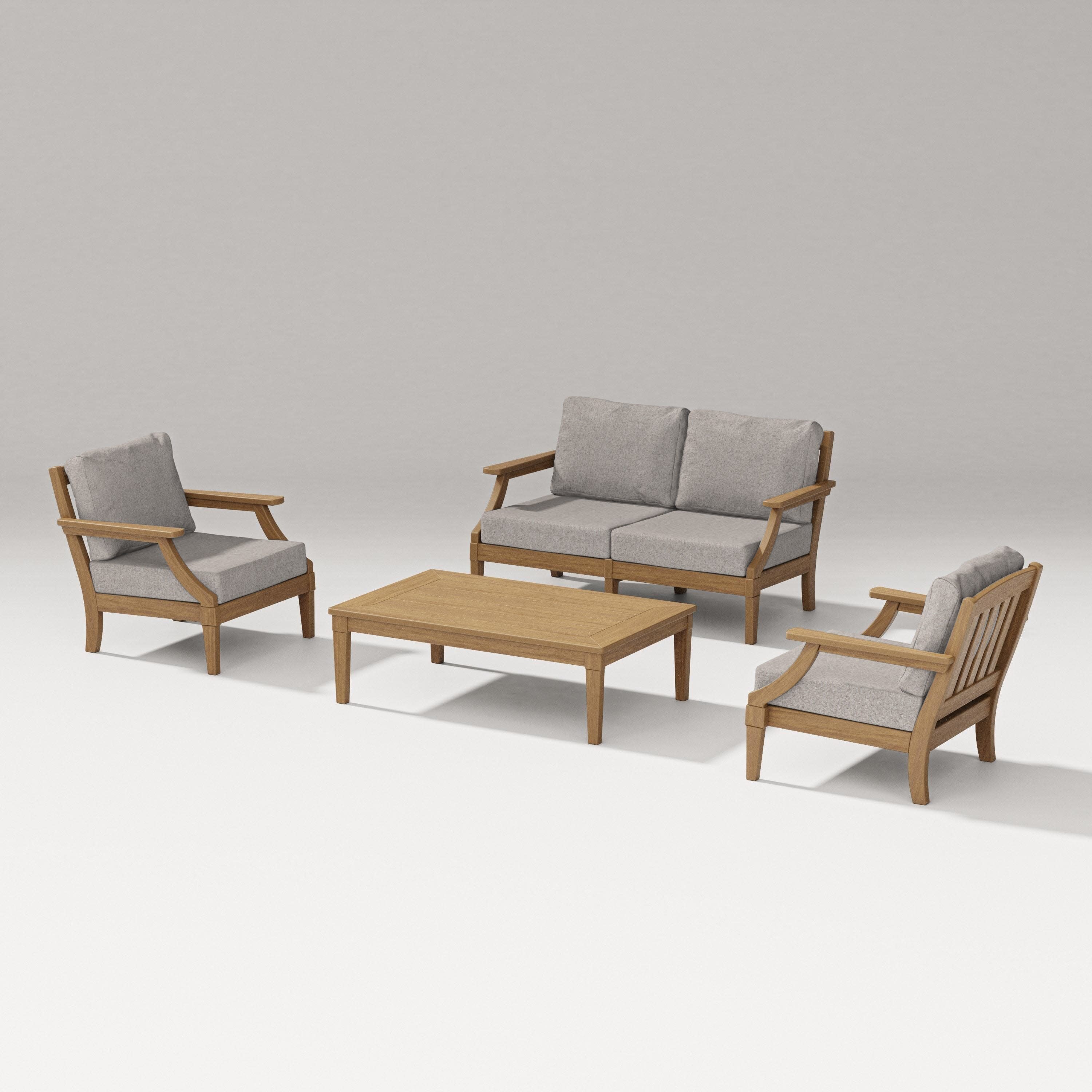 Estate Lounge 4-Piece Loveseat Set in Natural / Weathered Tweed
