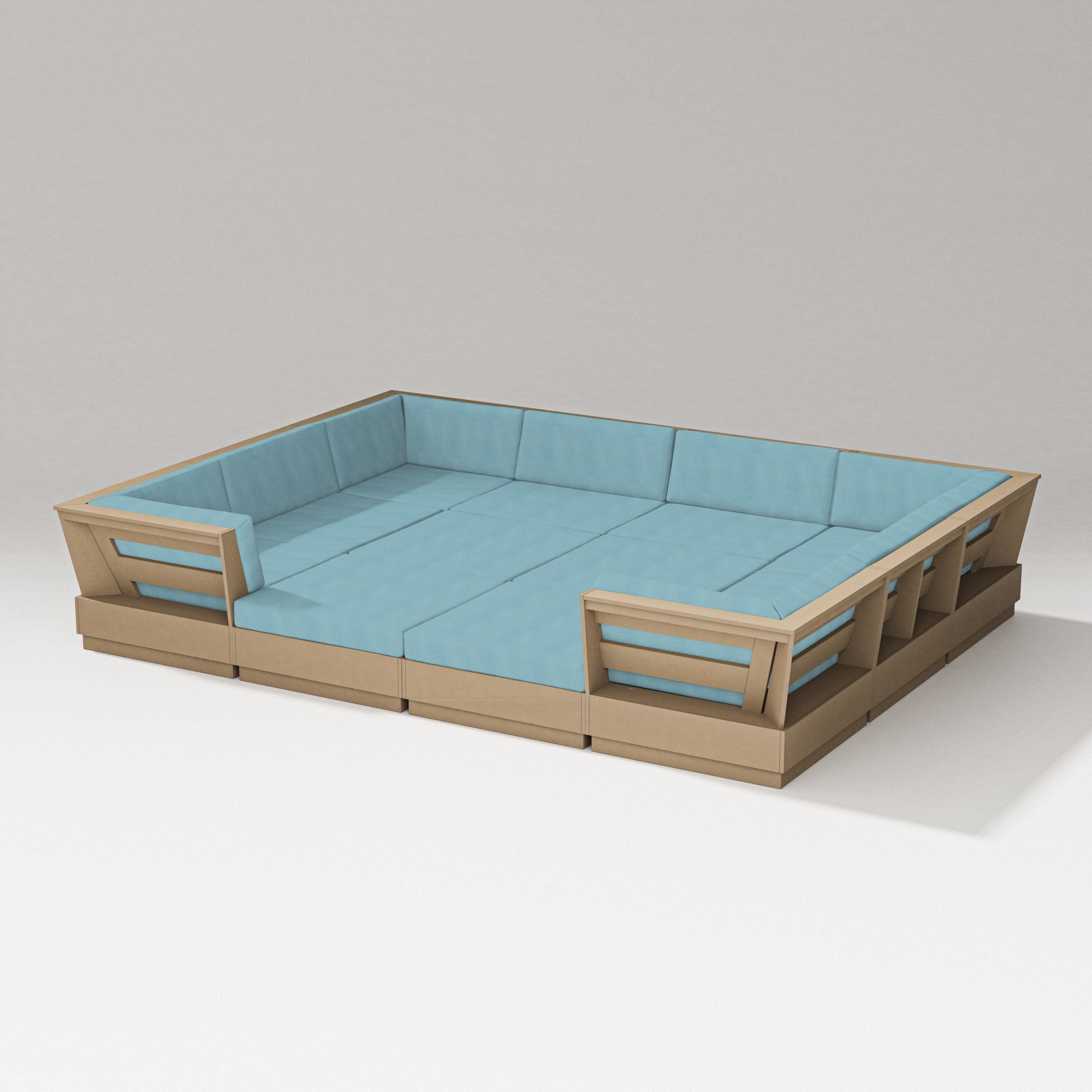 Elevate 12-Piece Pit Sectional in Vintage Sahara / Lattice Sky Blue