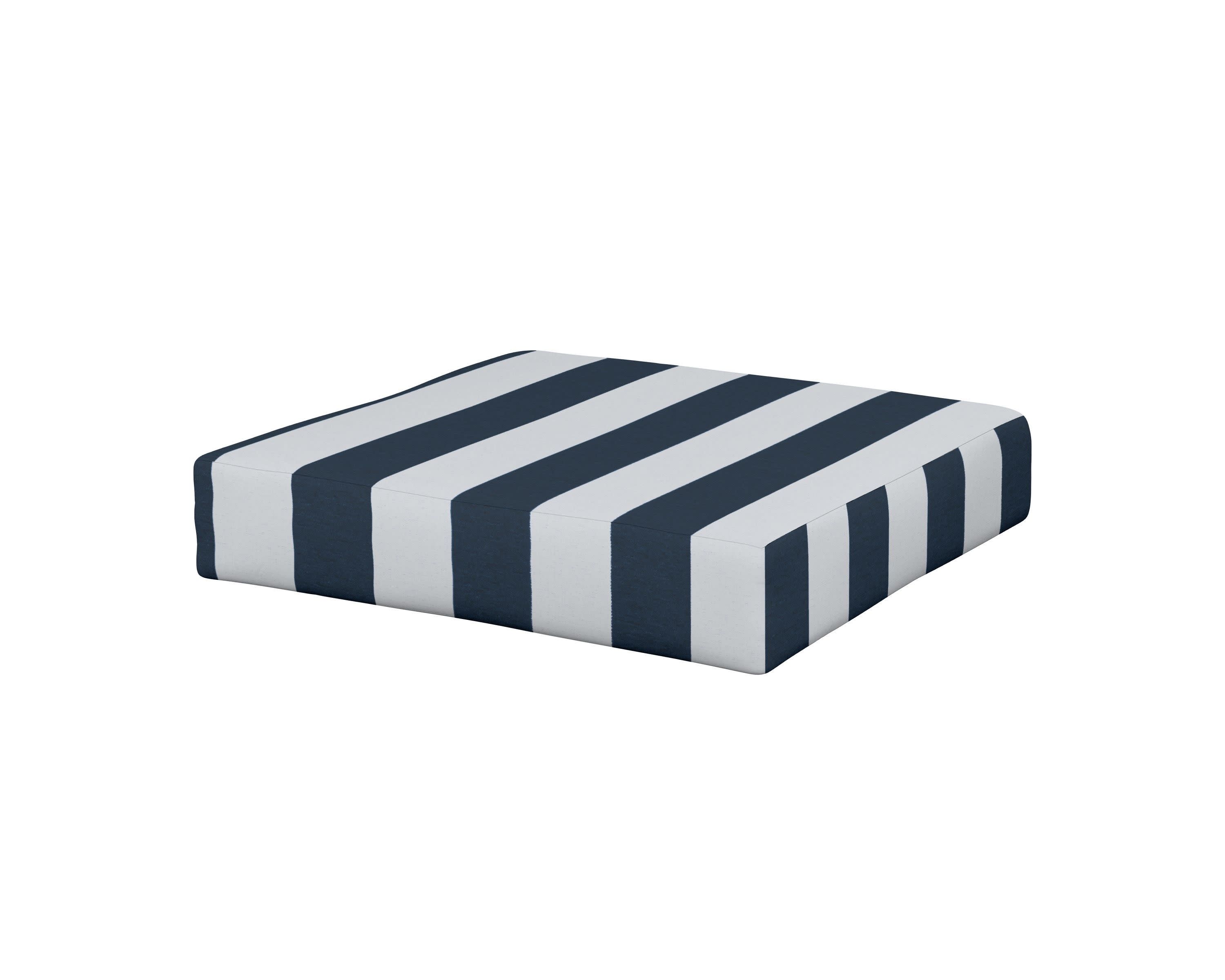 Prescott Ottoman Cushion in Cabana Stripe Marine Indigo