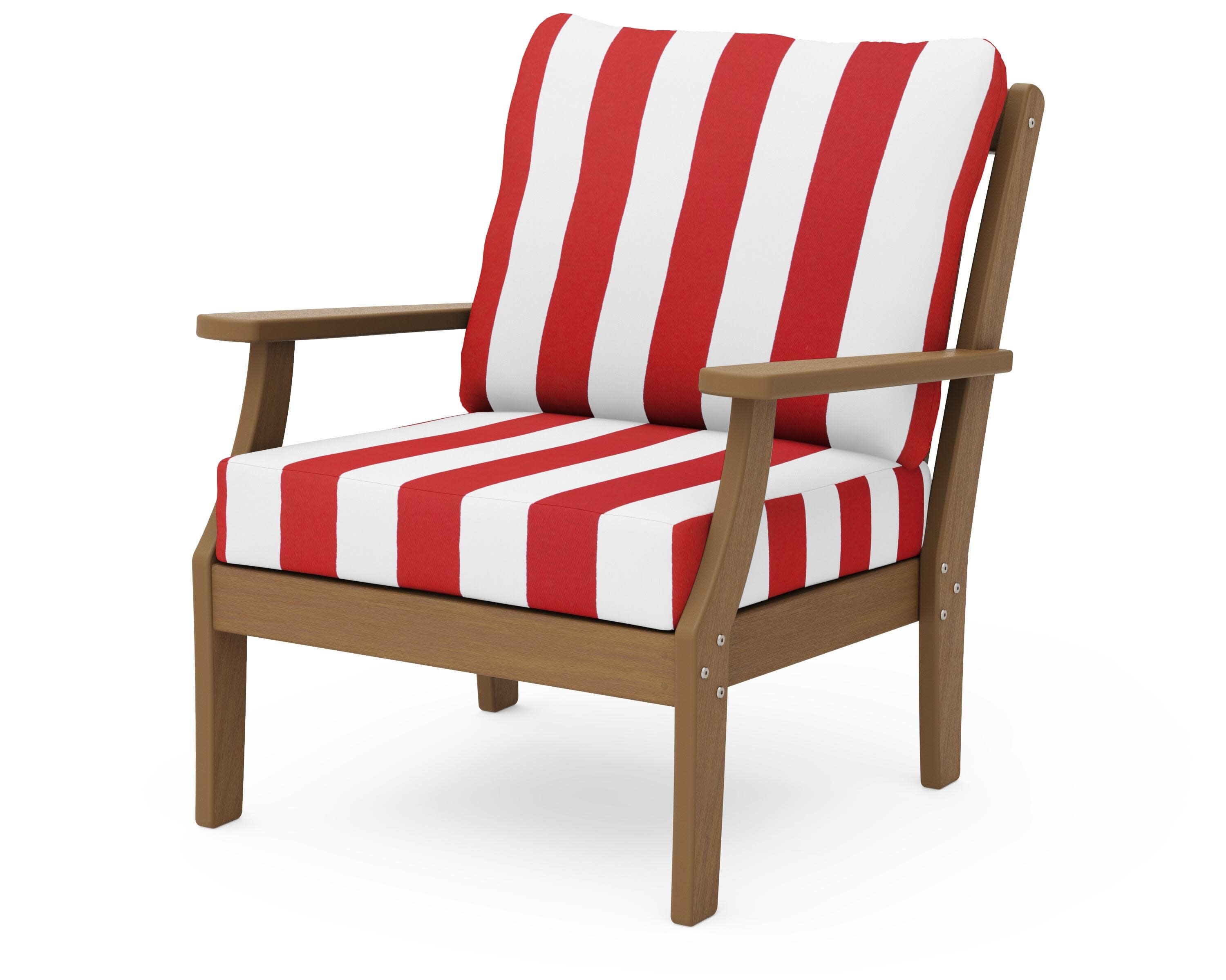 Braxton Deep Seating Chair in Natural / Cabana Stripe Crimson