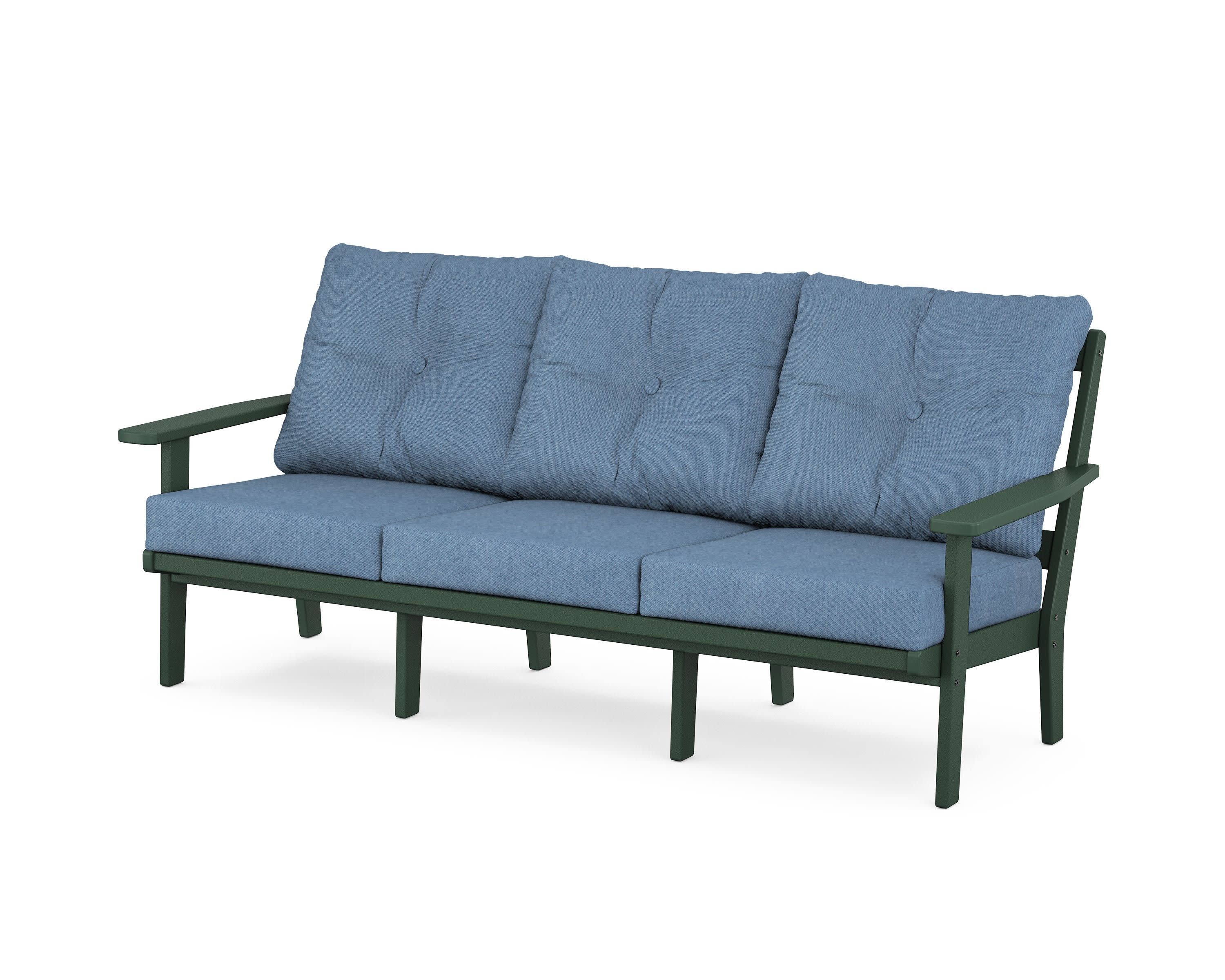 PrairieDeep Seating Sofa in Green / Sky Blue