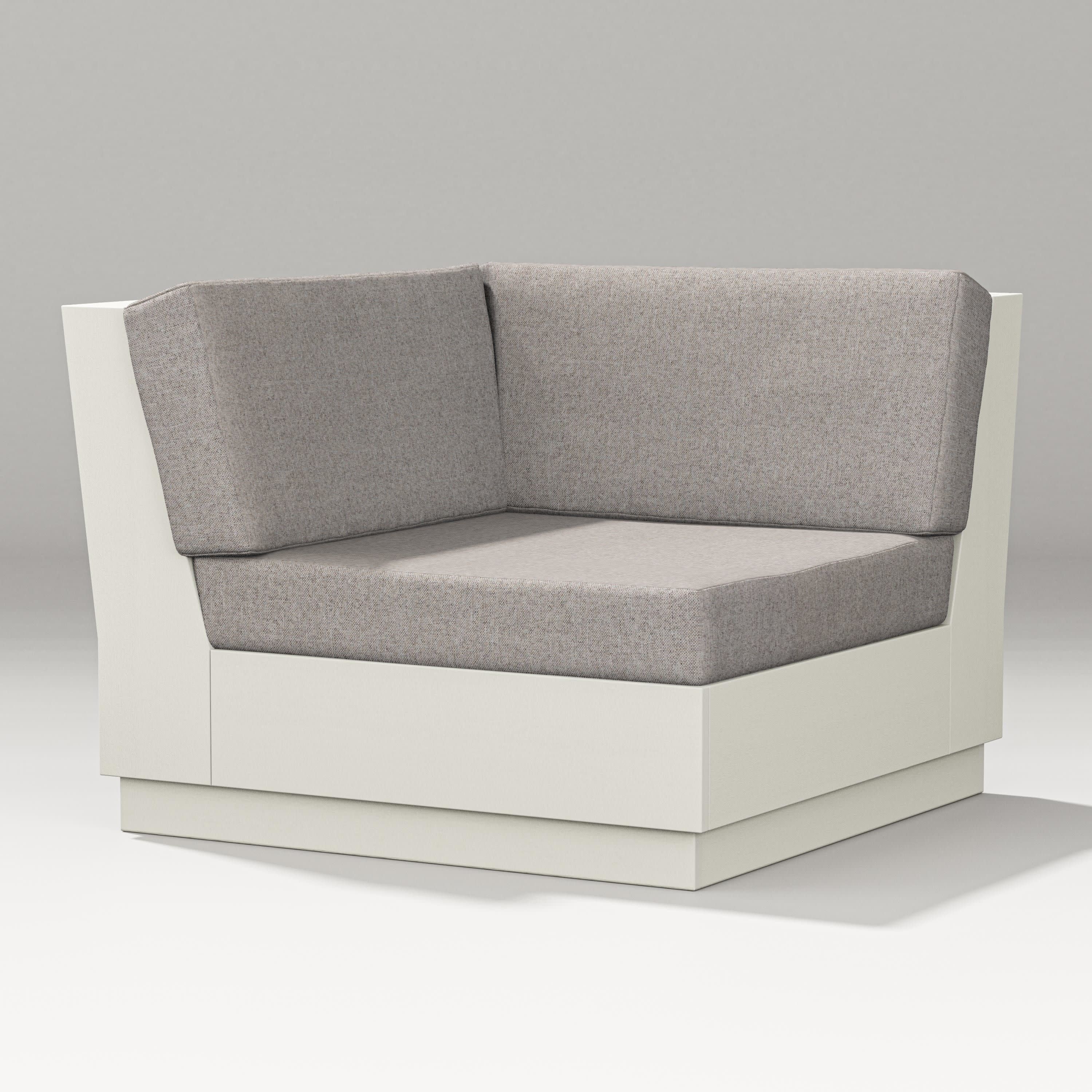 Elevate Modular Corner Chair in Vintage White / Weathered Tweed