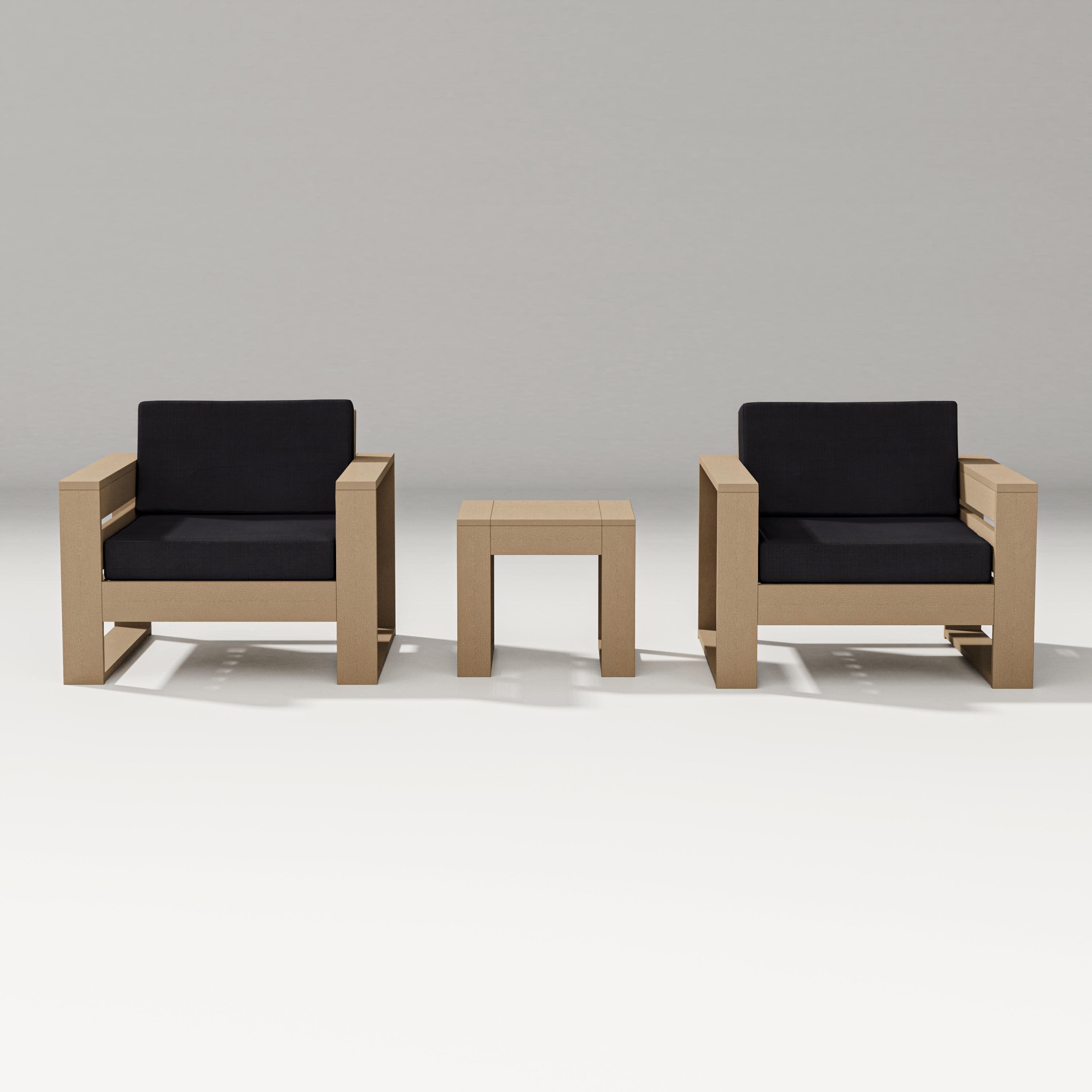 Latitude 3-Piece Lounge Chair Set in Vintage Sahara / Midnight Linen