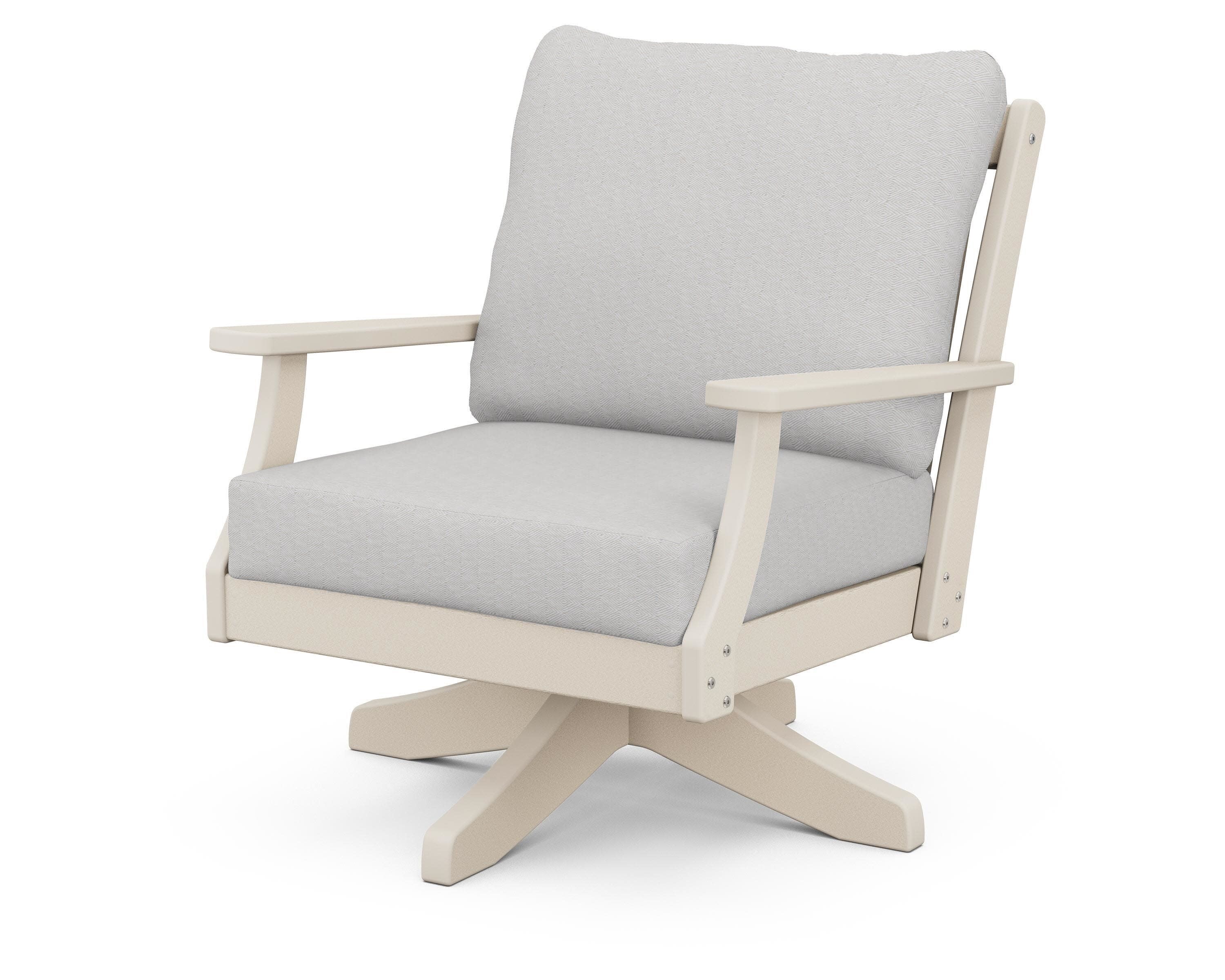 Braxton Deep Seating Swivel Chair in Sand / Diamond in the Rough