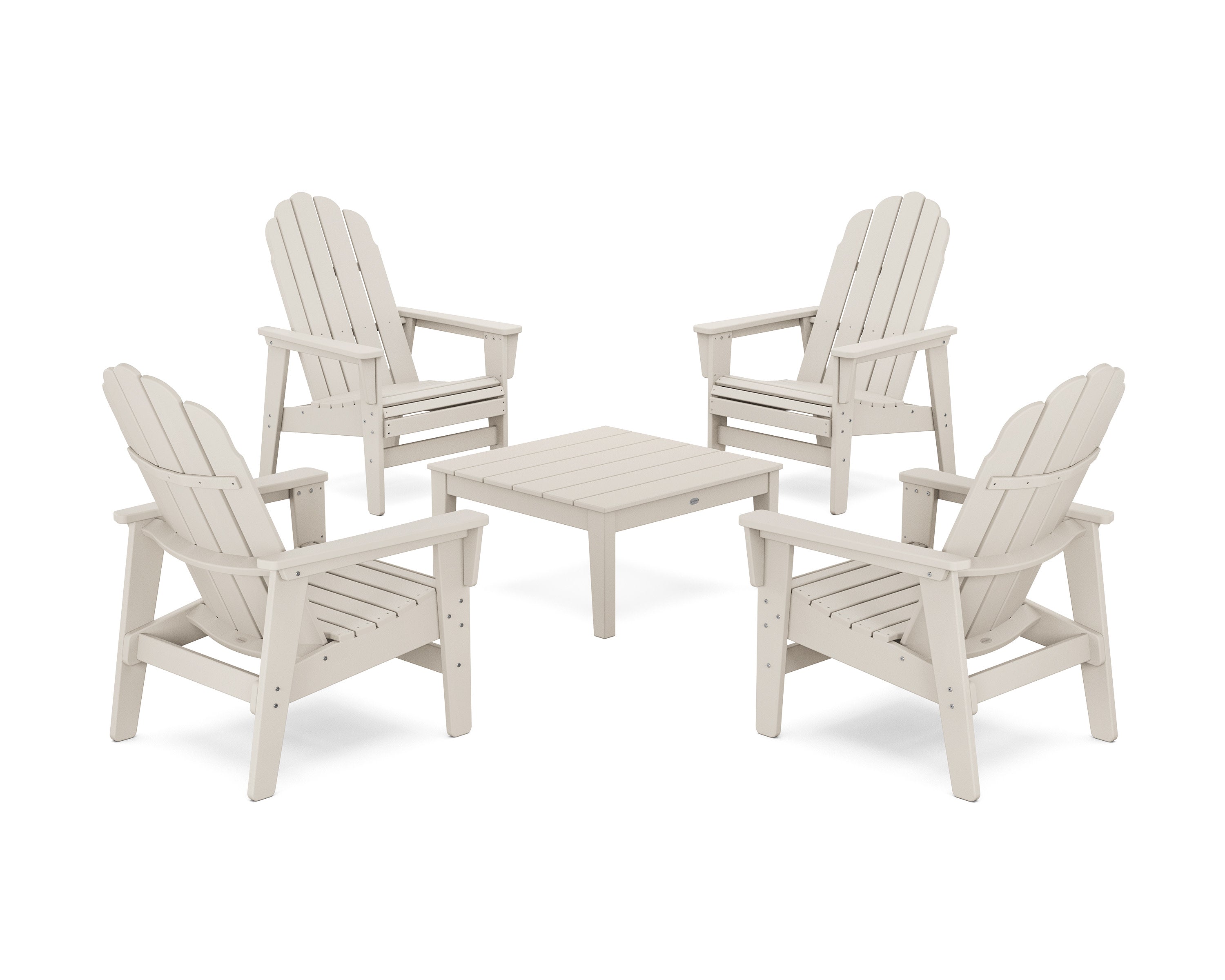 5-Piece Vineyard Grand Upright Adirondack Chair Conversation Group in Sand