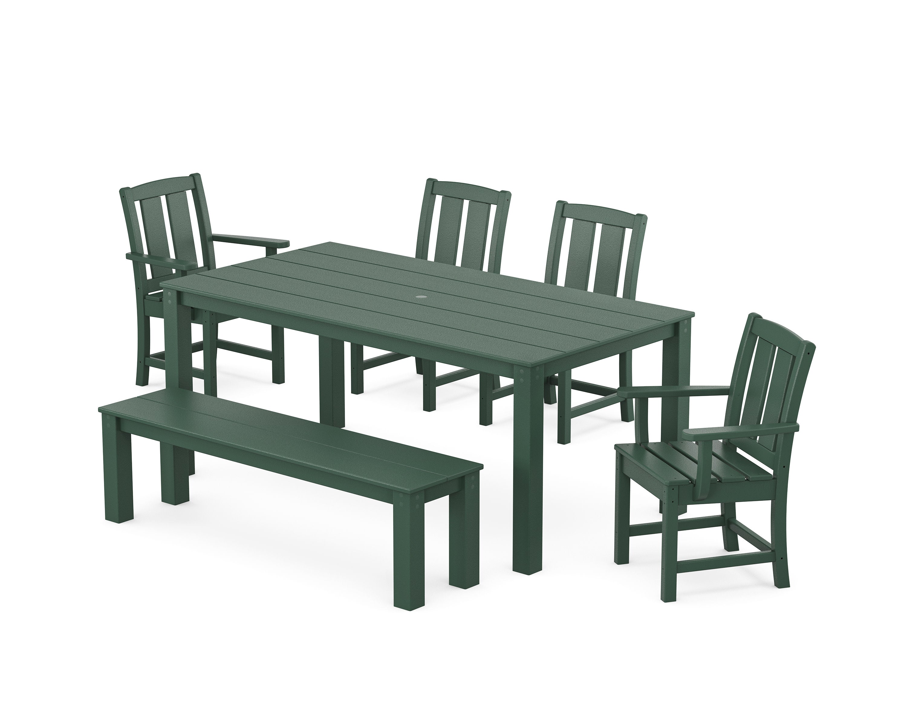 Mission 6-Piece Parsons Dining Set with Bench in Green