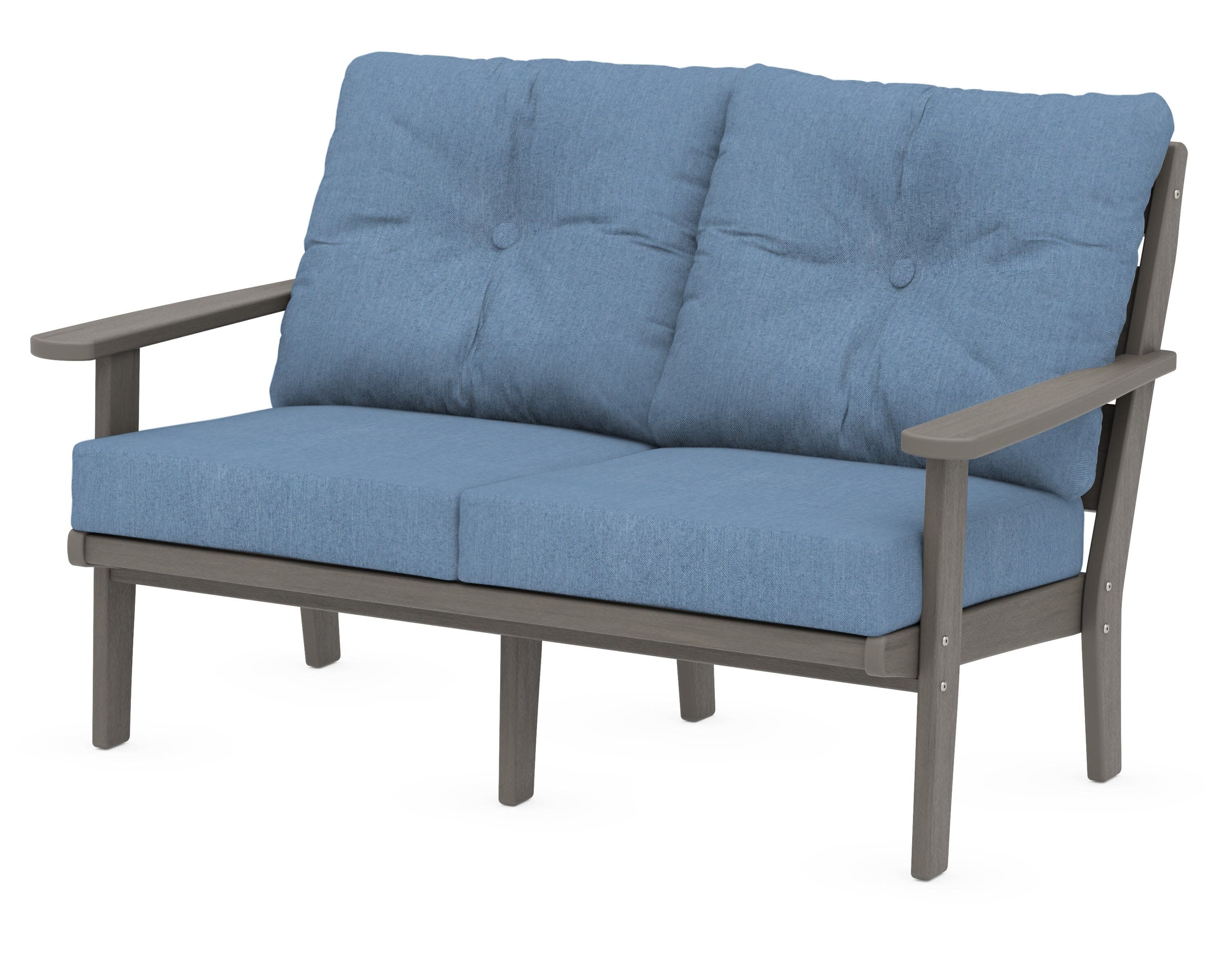 Lakeside Deep Seating Loveseat in Driftwood / Sky Blue