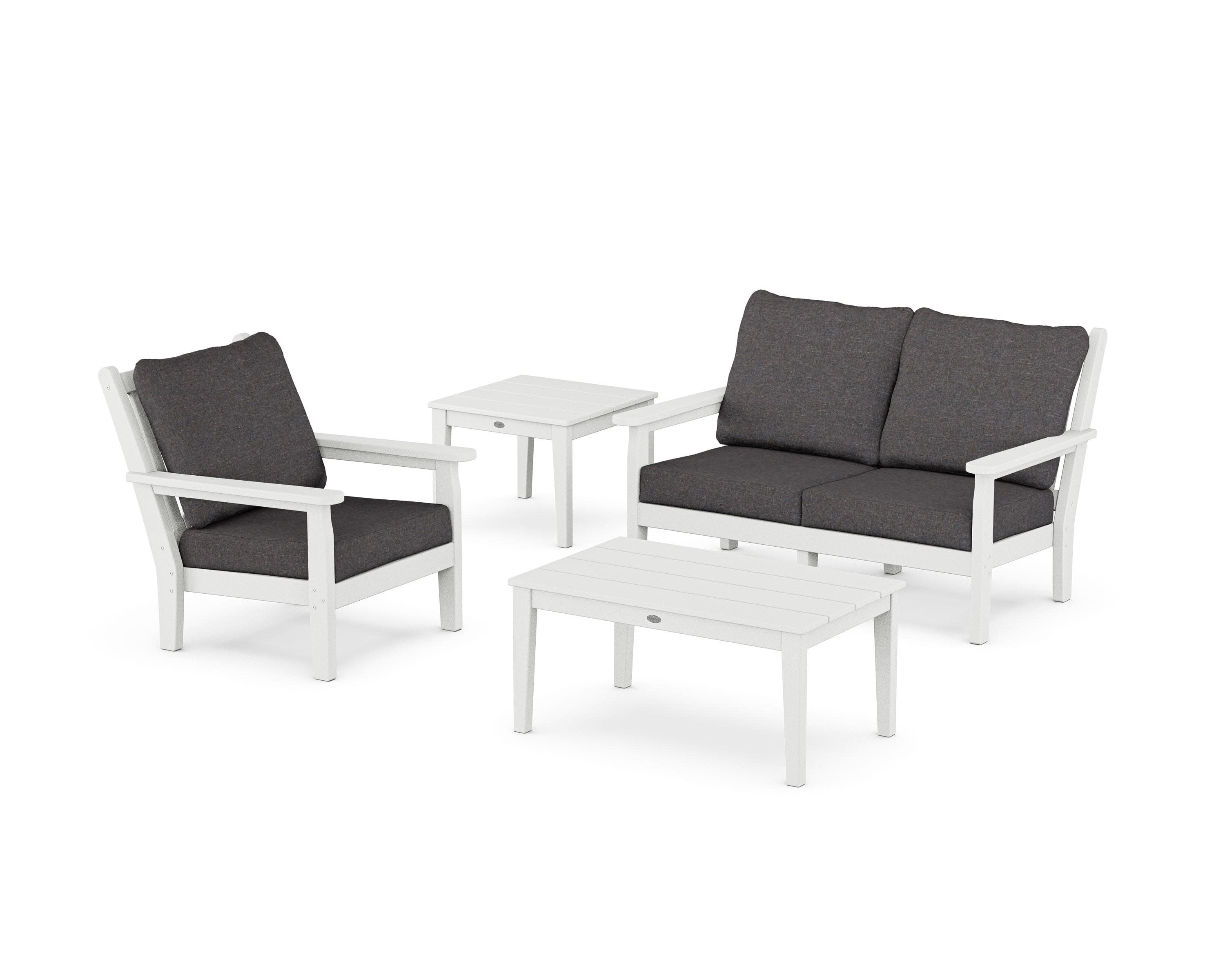 Chippendale 4-Piece Deep Seating Set in White / Ash Charcoal