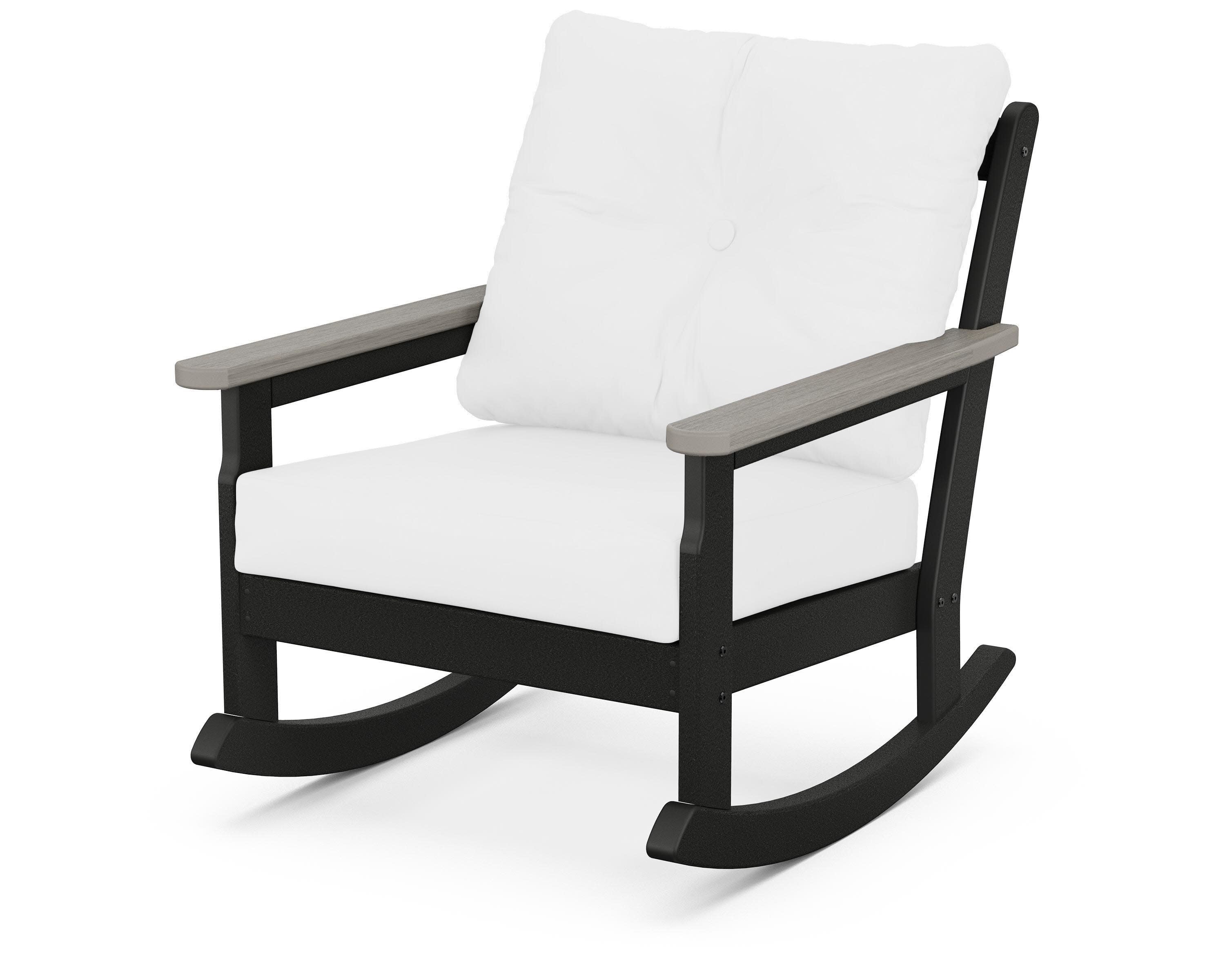 Vineyard Deep Seating Rocking Chair in Black / Driftwood / Natural