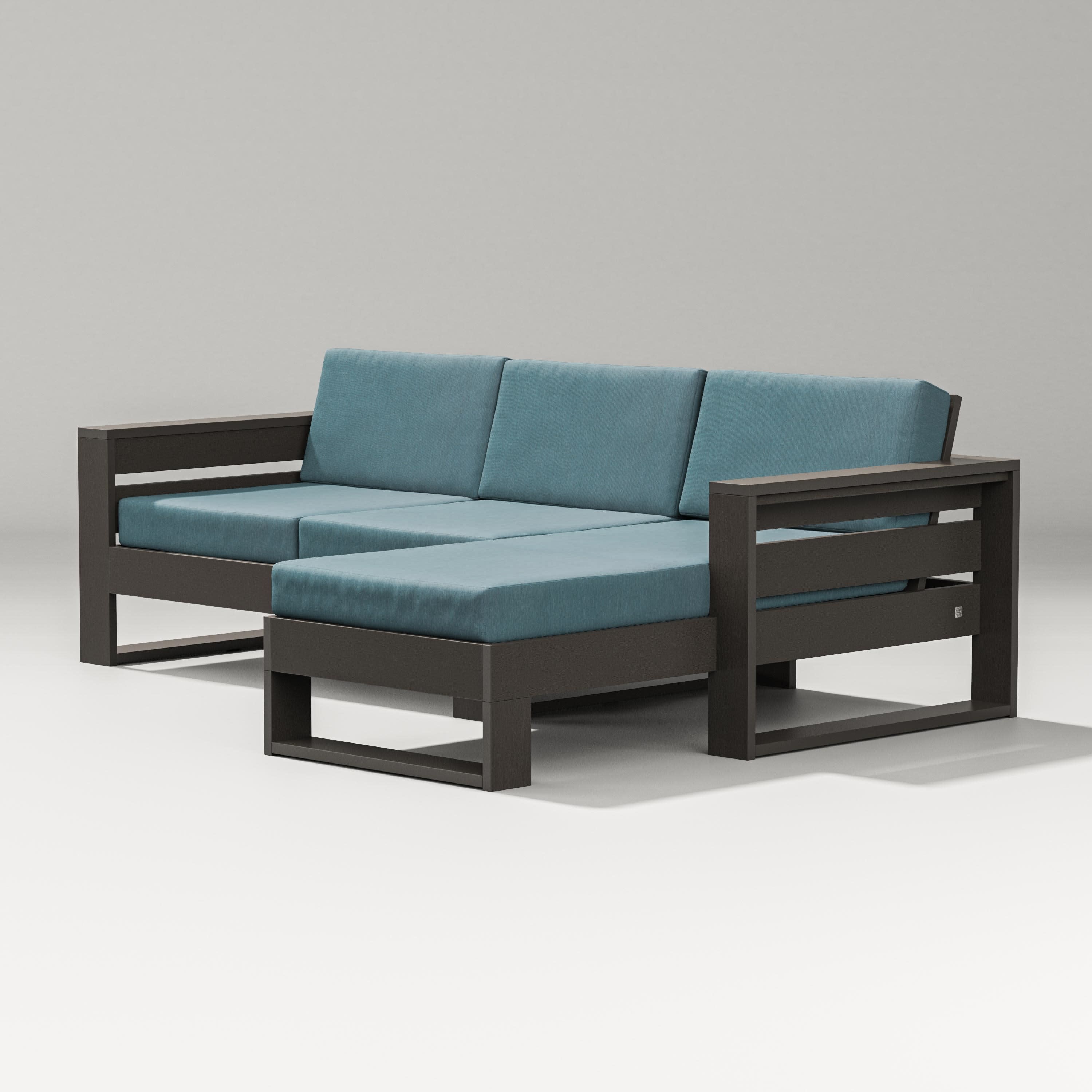 Latitude Right Chaise Sectional in Vintage Coffee / Ocean Teal