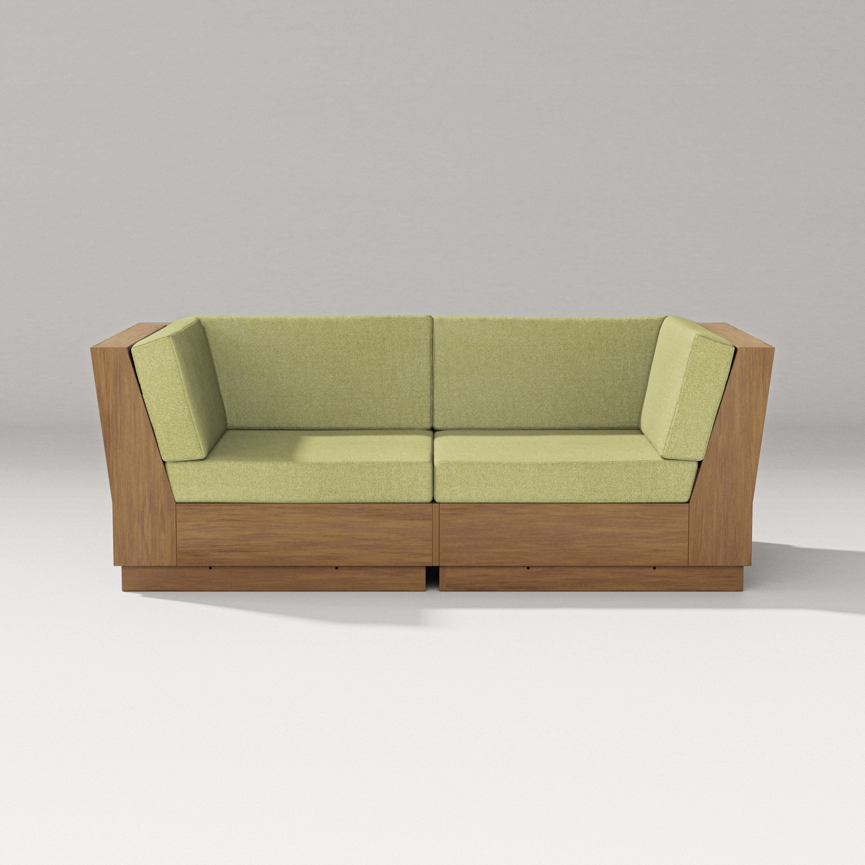 Elevate Loveseat Sectional in Natural / Chartreuse Boucle