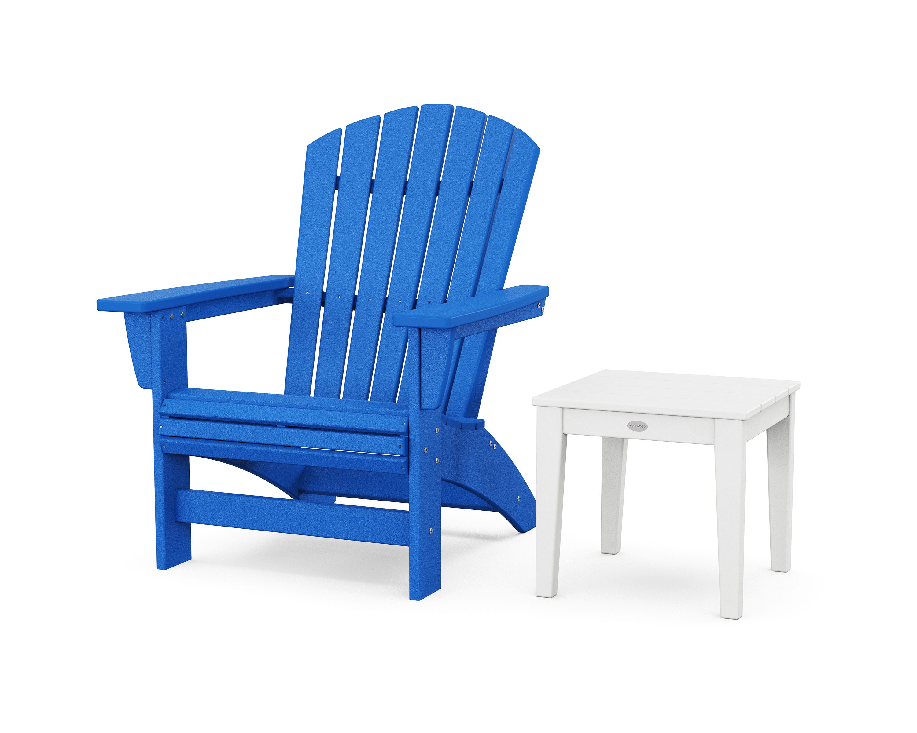 Nautical Grand Adirondack Chair with Side Table in Pacific Blue / White