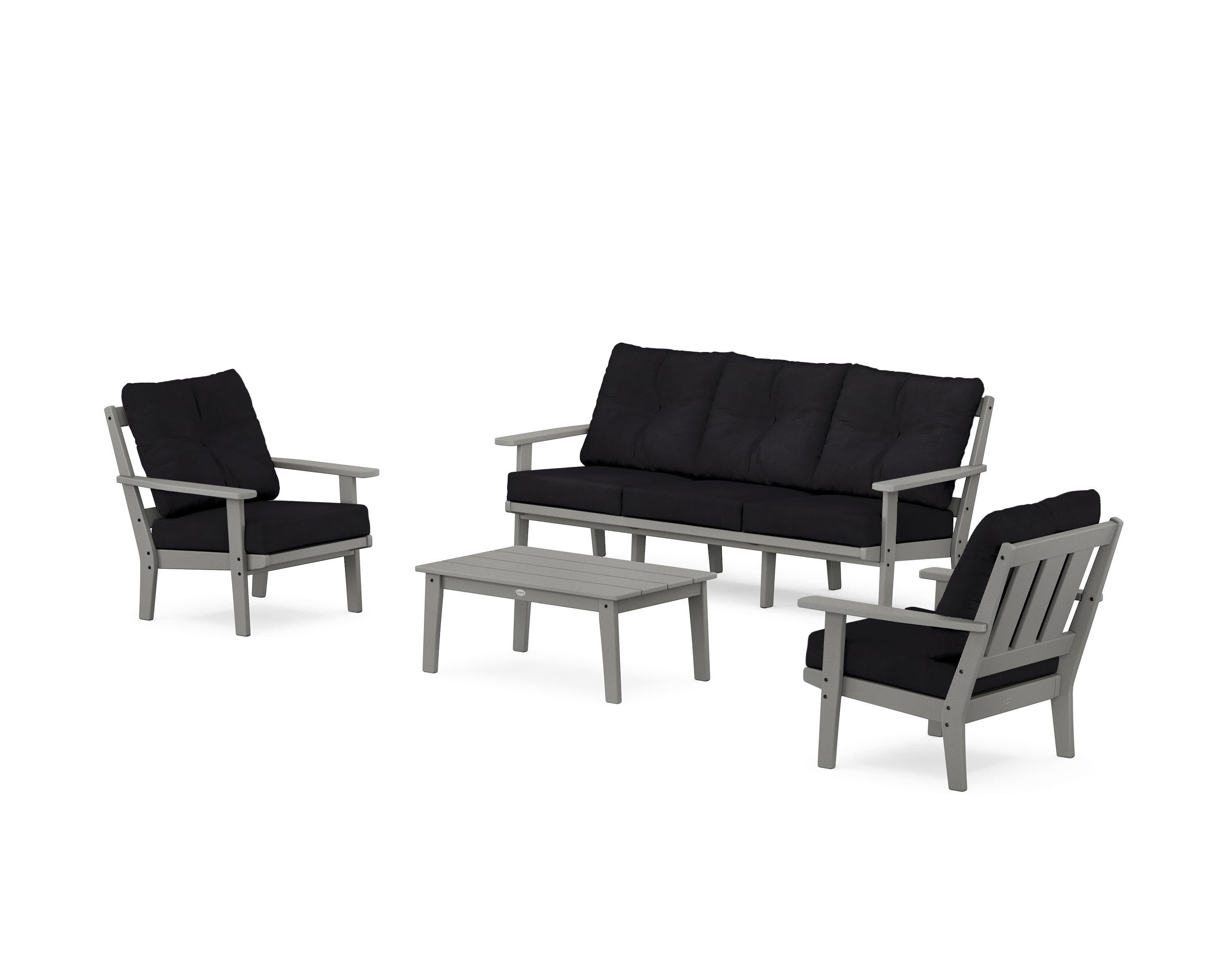 Oxford 4-Piece Deep Seating Set with Sofa in Slate Grey / Midnight Linen