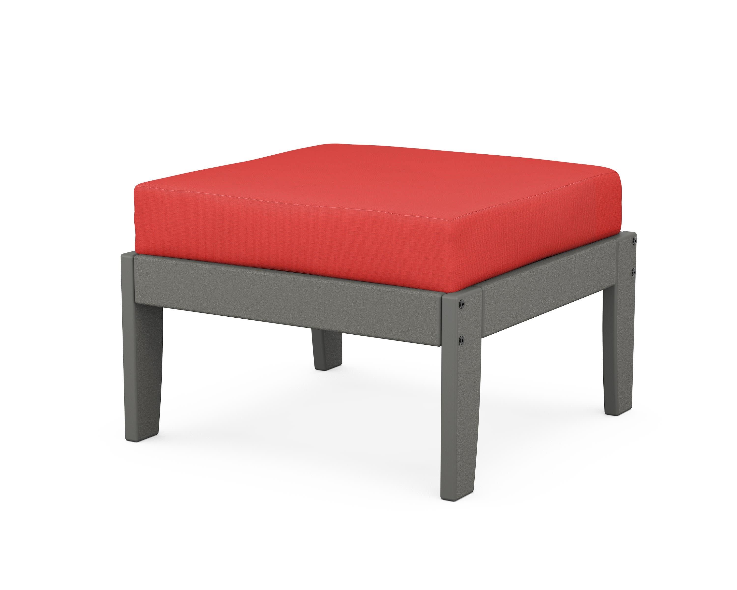 Modular Ottoman - Classic in Slate Grey / Crimson Linen
