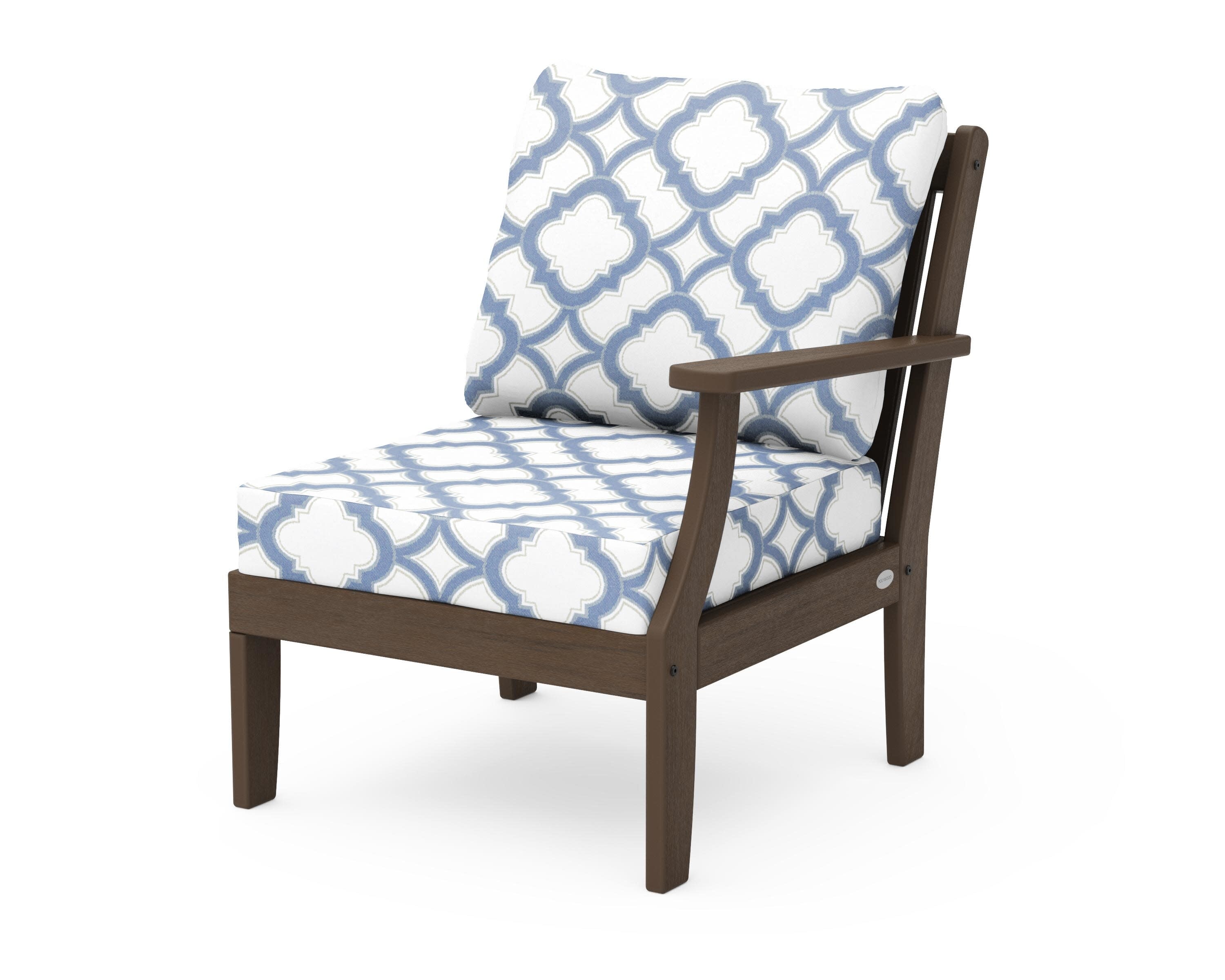 Braxton Modular Right Arm Chair in Kona / Trellis Sky Blue