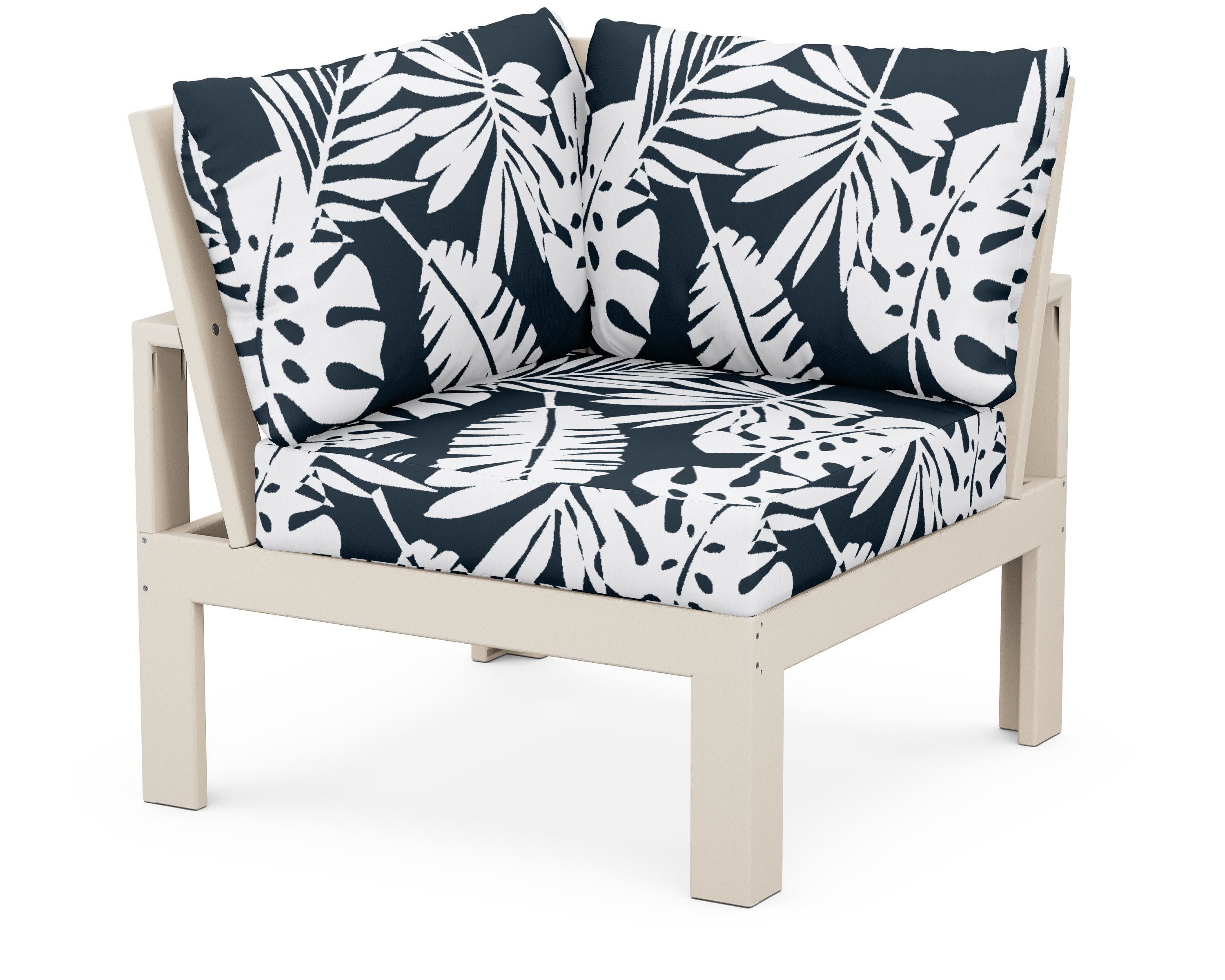 Modular Corner Chair in Sand / Leaf Marine Indigo
