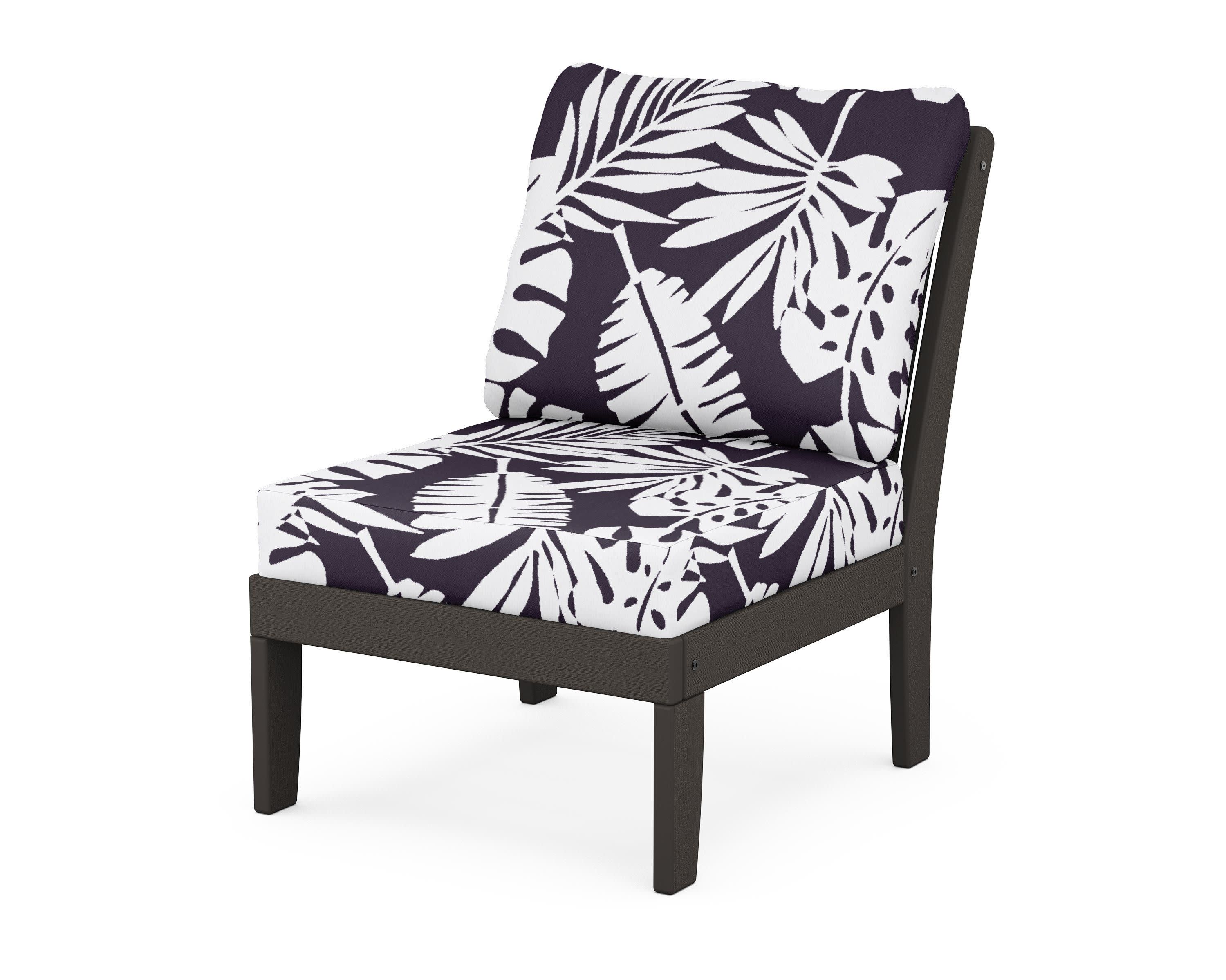 Braxton Modular Armless Chair in Vintage Coffee / Leaf Navy