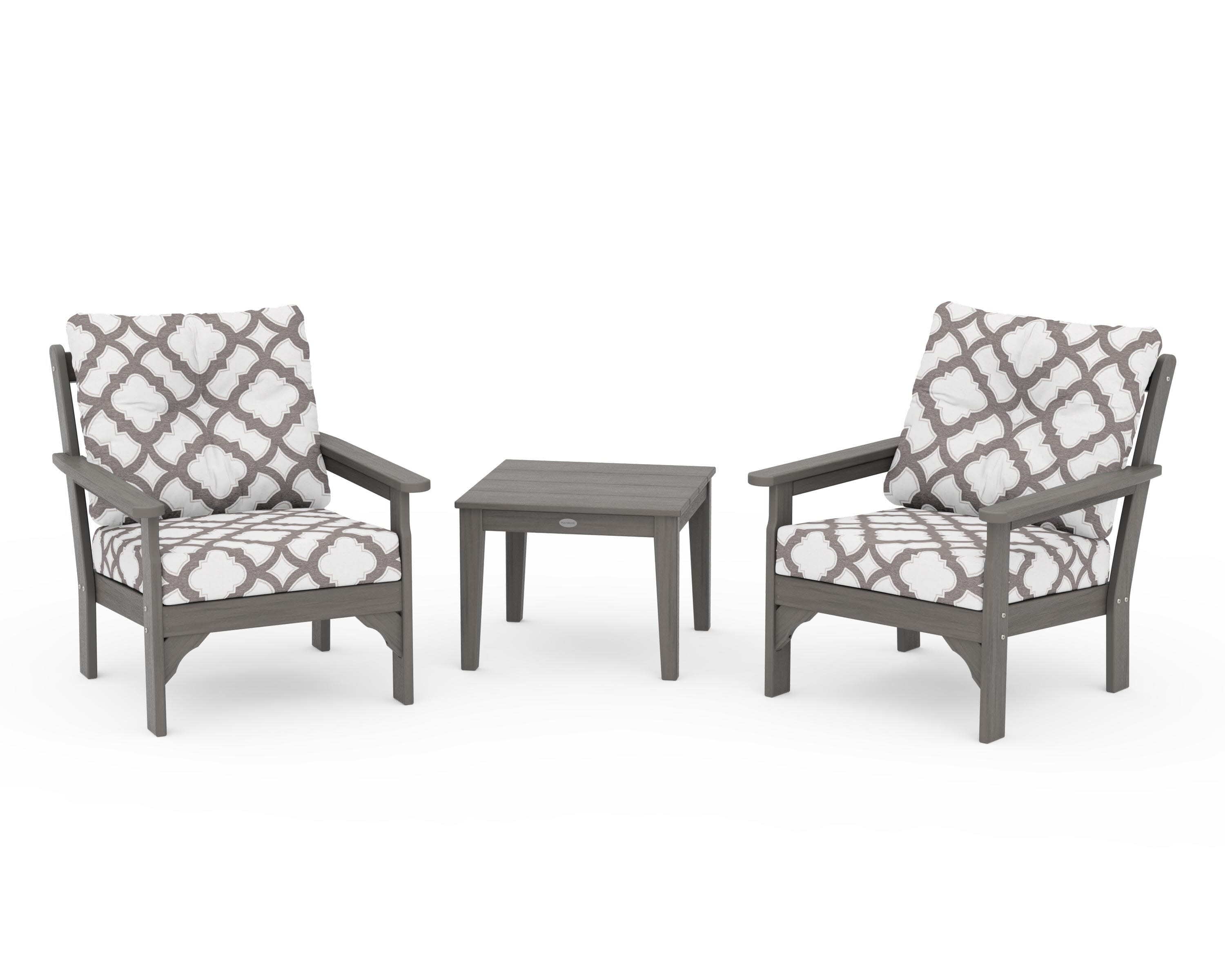 Vineyard 3-Piece Deep Seating Set in Driftwood / Trellis Grey Mist