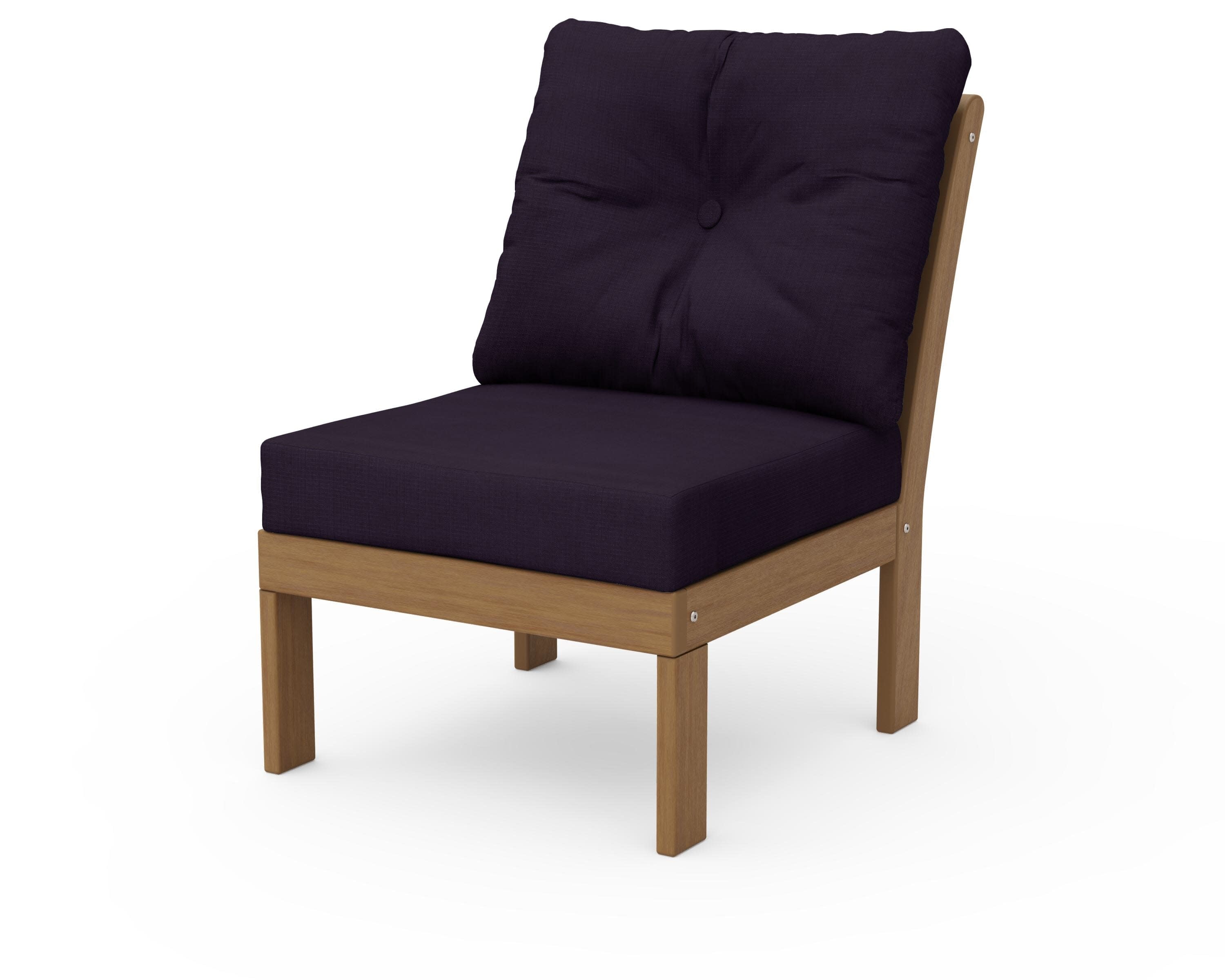 Vineyard Modular Armless Chair in Natural / Navy Linen