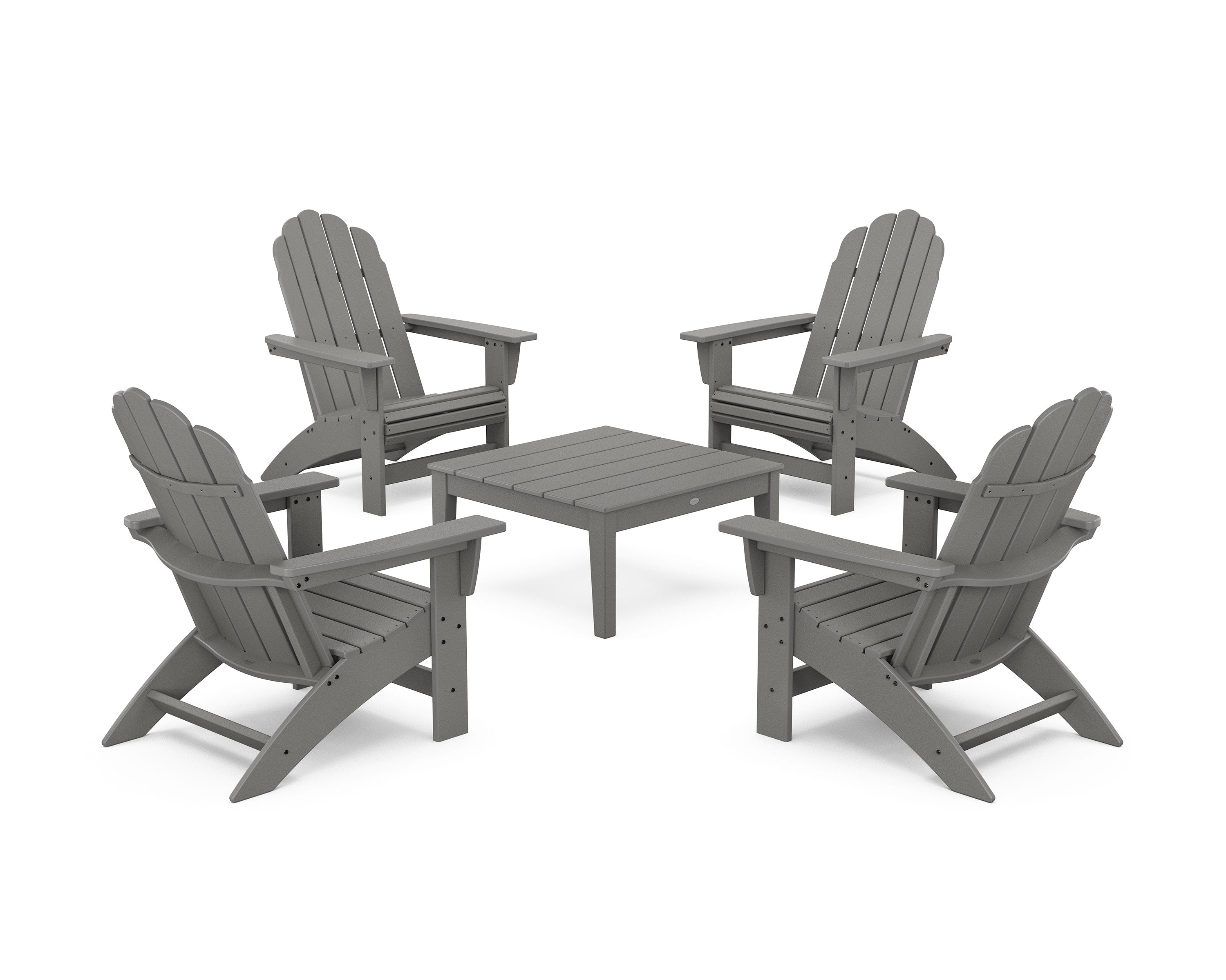 5-Piece Vineyard Grand Adirondack Chair Conversation Group in Slate Grey