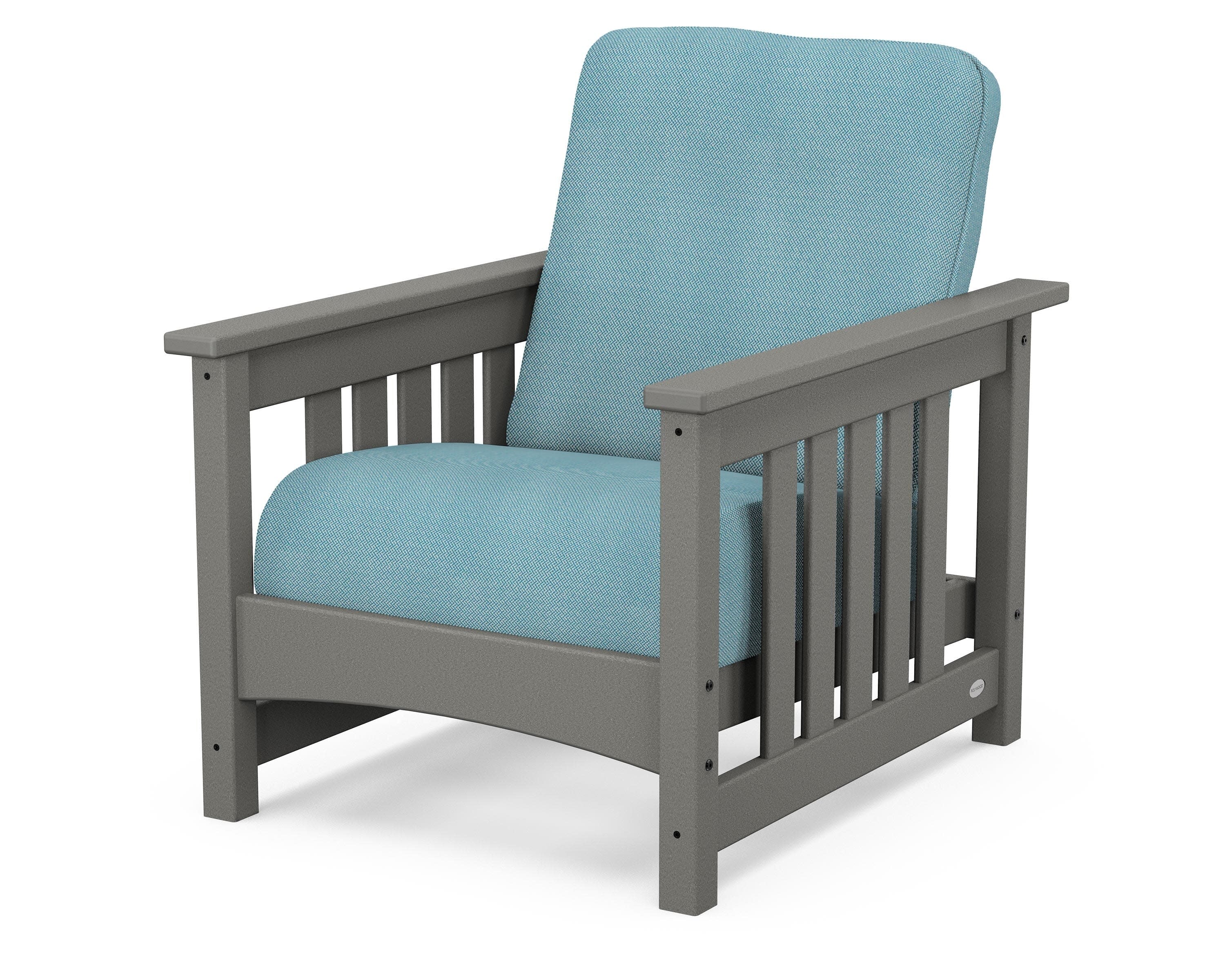 Club Mission Chair in Slate Grey / Lattice Sky Blue