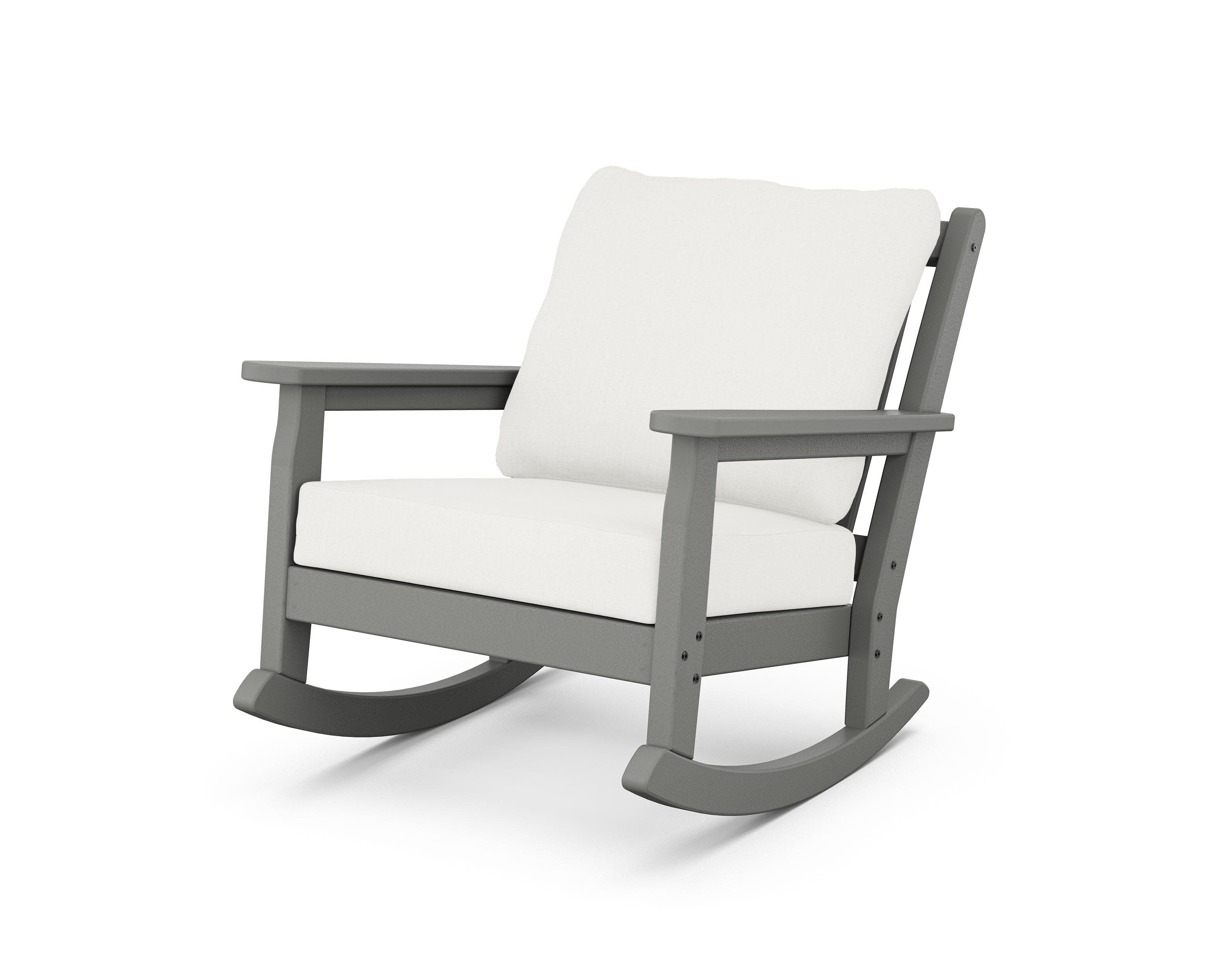 Chippendale Deep Seating Rocking Chair in Slate Grey / Natural Linen