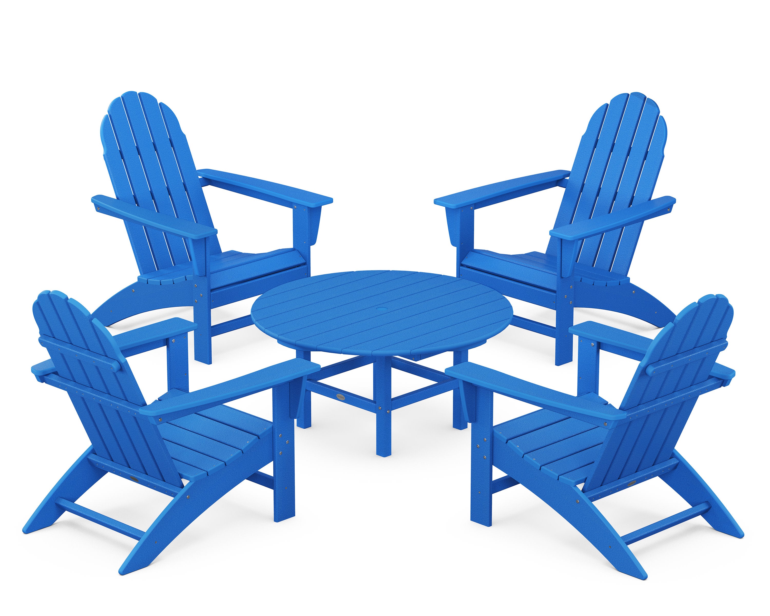 Vineyard 5-Piece Adirondack Chair Conversation Set in Pacific Blue