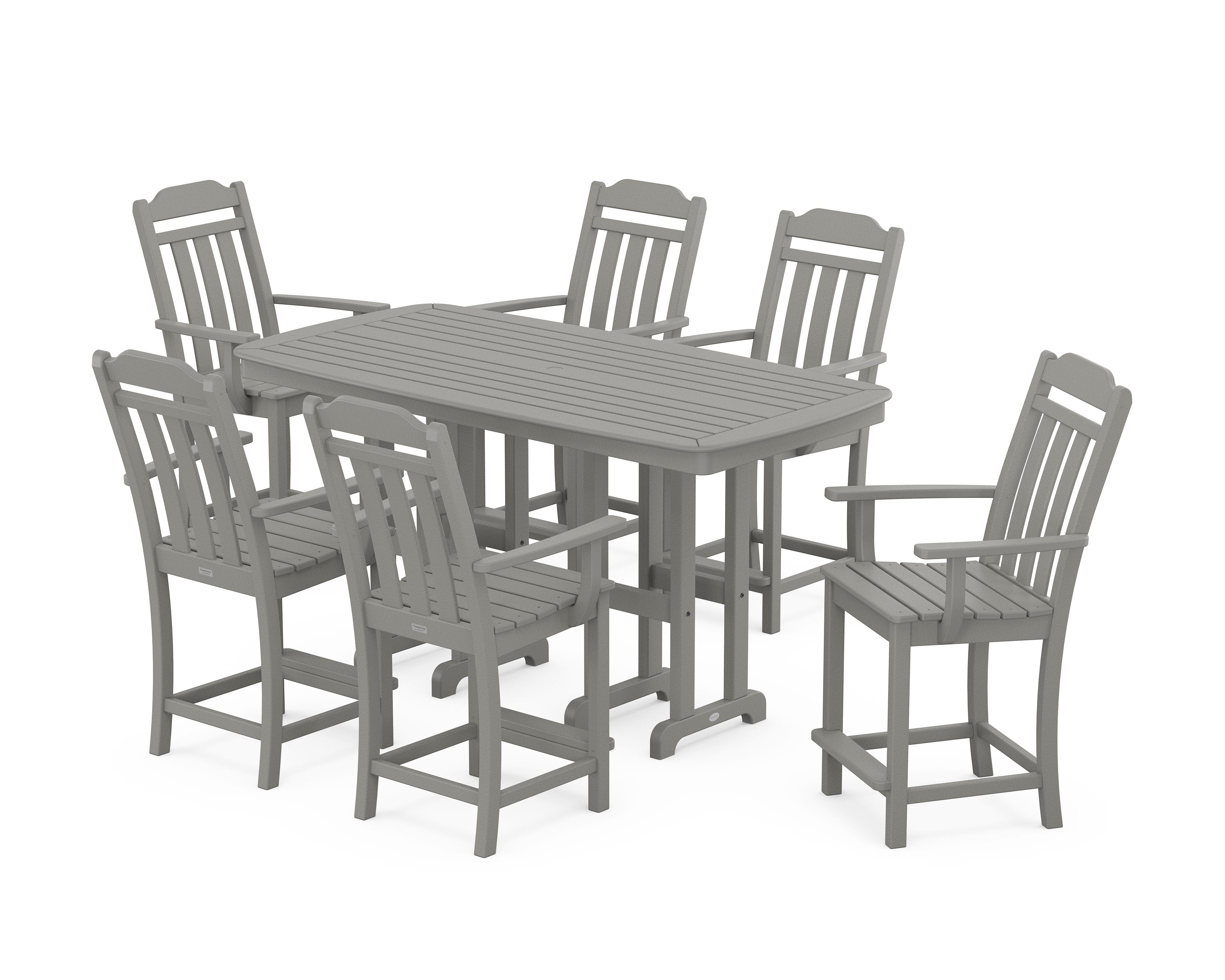 Cottage Arm Chair 7-Piece Counter Set in Slate Grey