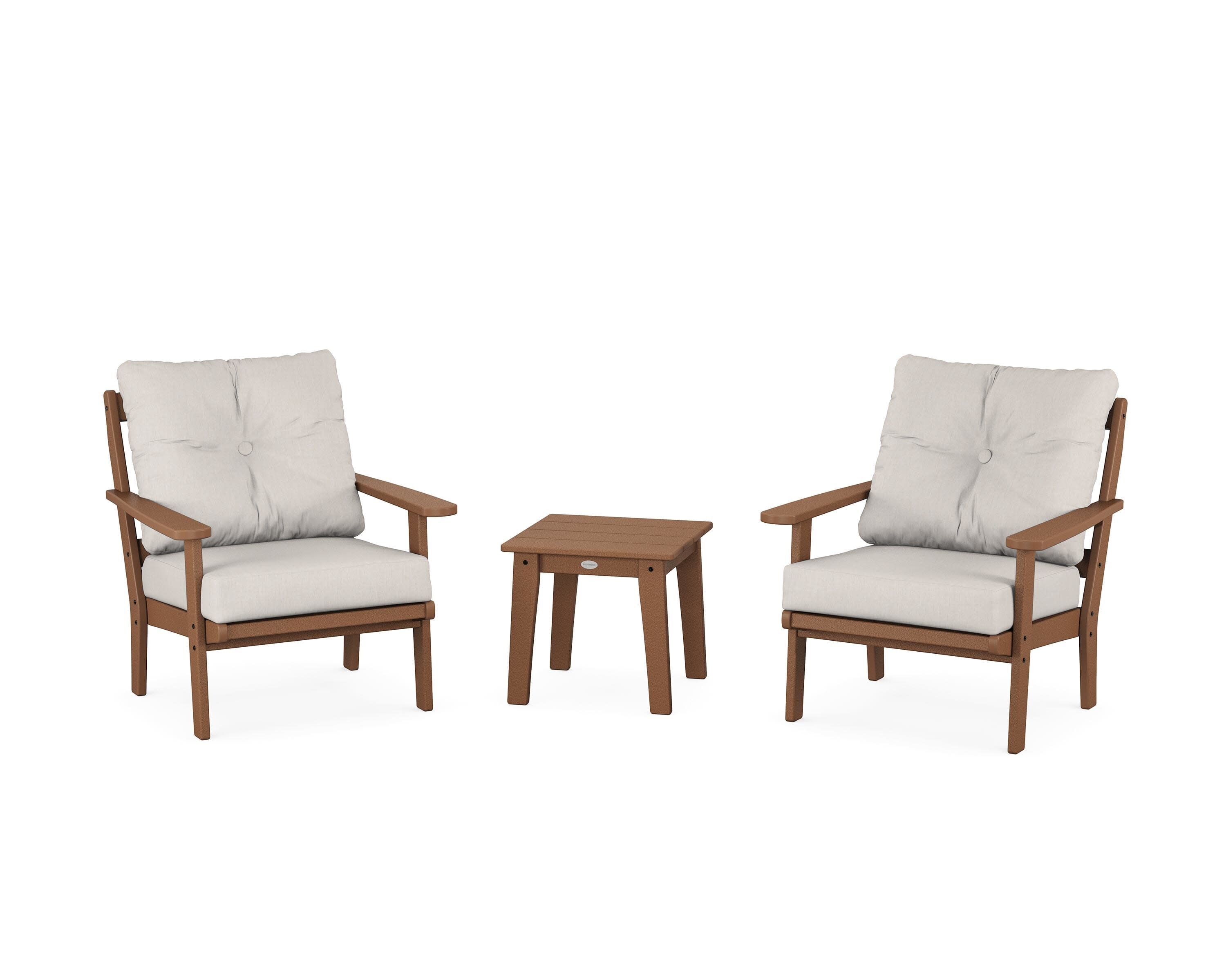 Mission 3-Piece Deep Seating Set in Teak / Cast Ash