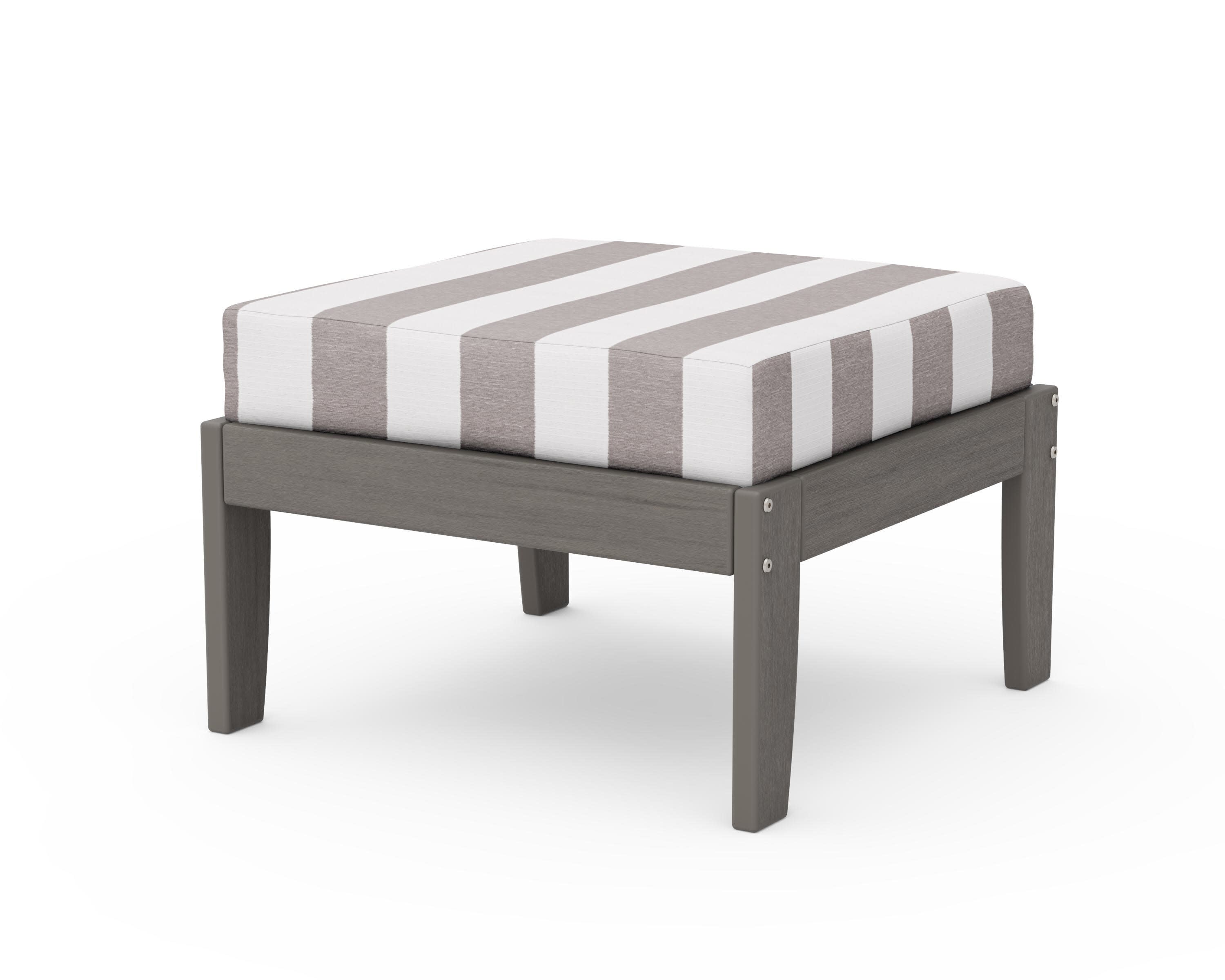 Modular Ottoman - Classic in Driftwood / Cabana Stripe Grey Mist