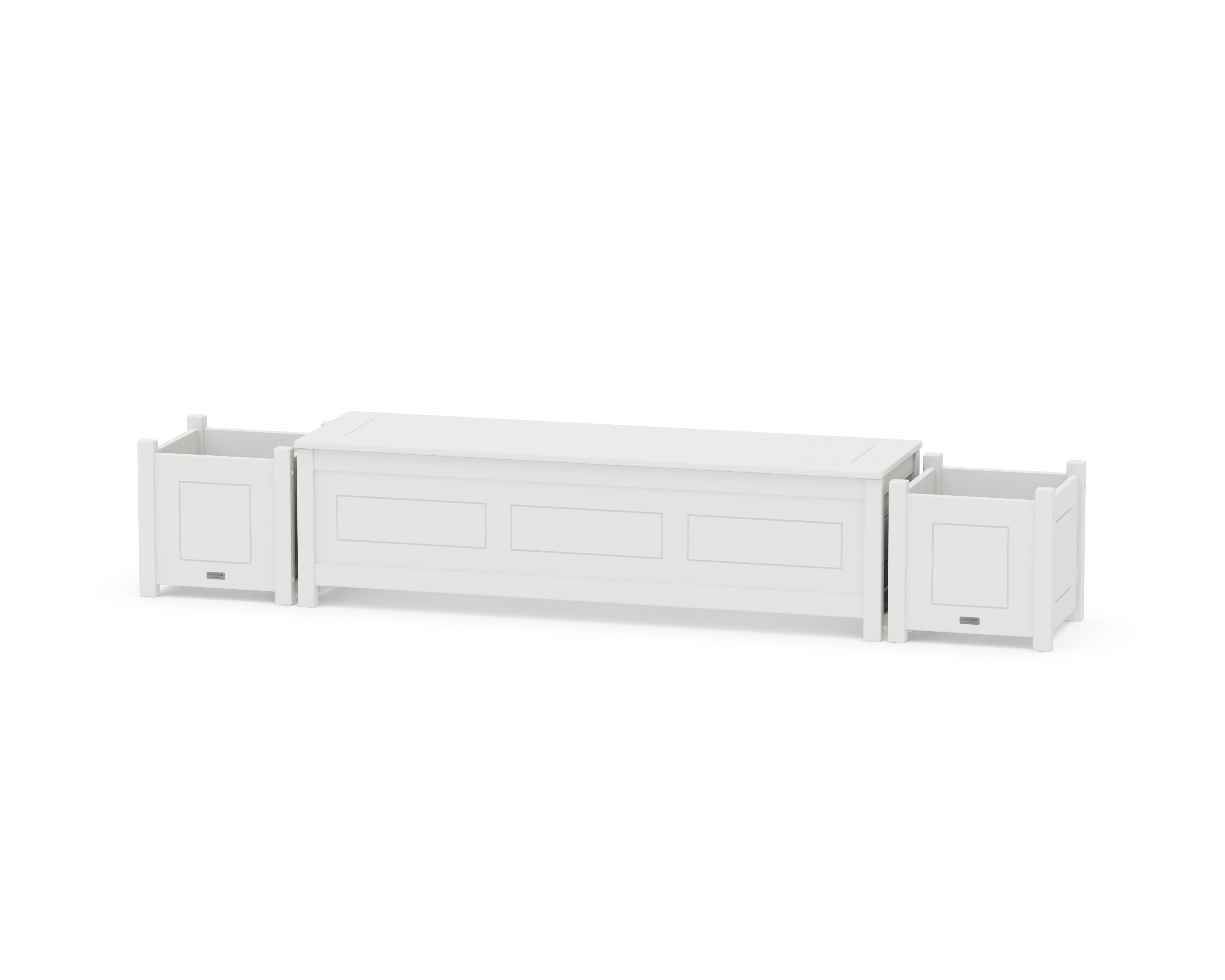 60" Country Living Straight Planter Storage Bench Set in White