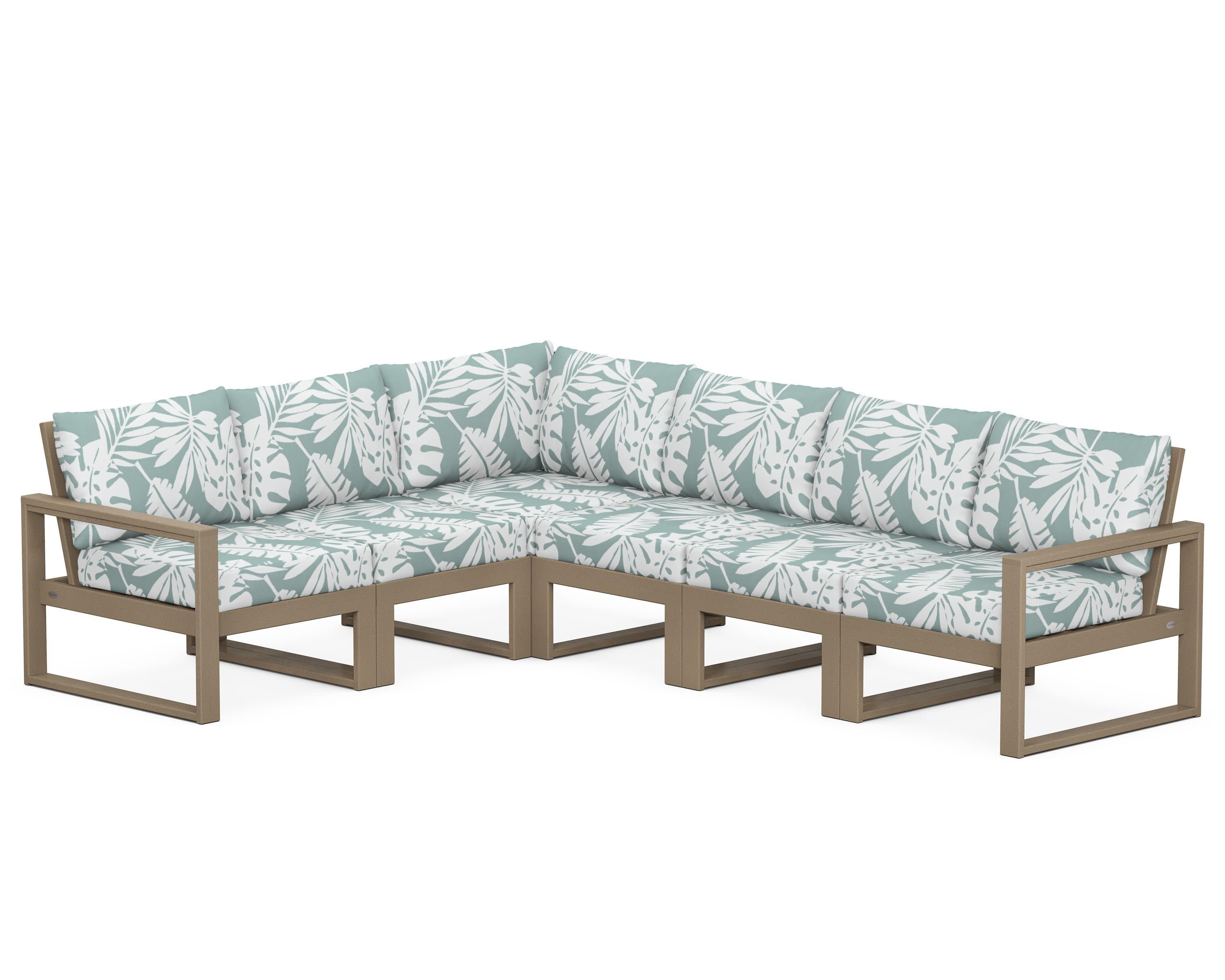 EDGE 6-Piece Modular Deep Seating Set in Vintage Sahara / Leaf Glacier Spa