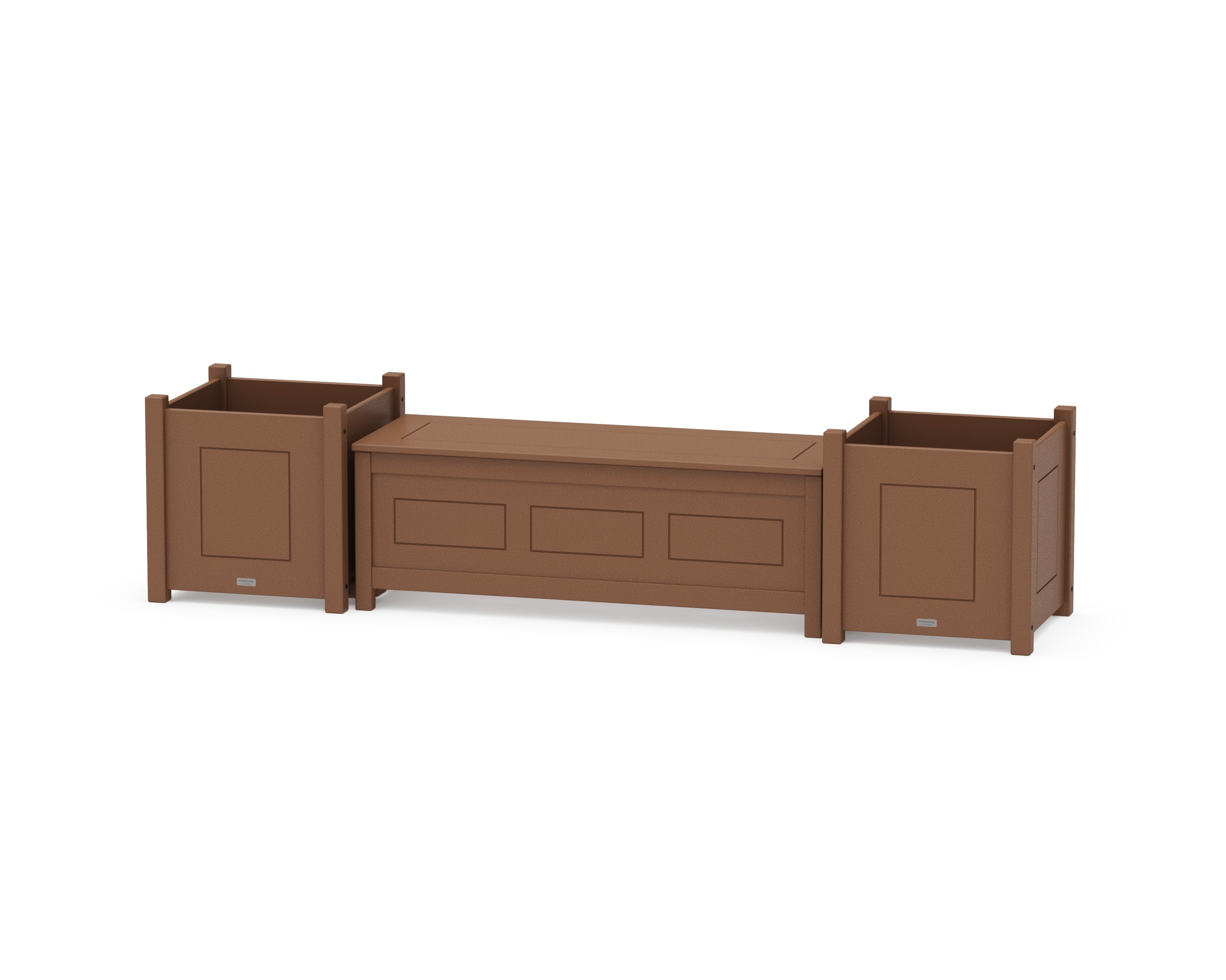 48" Country Living Straight Planter Storage Bench Set- Large in Teak