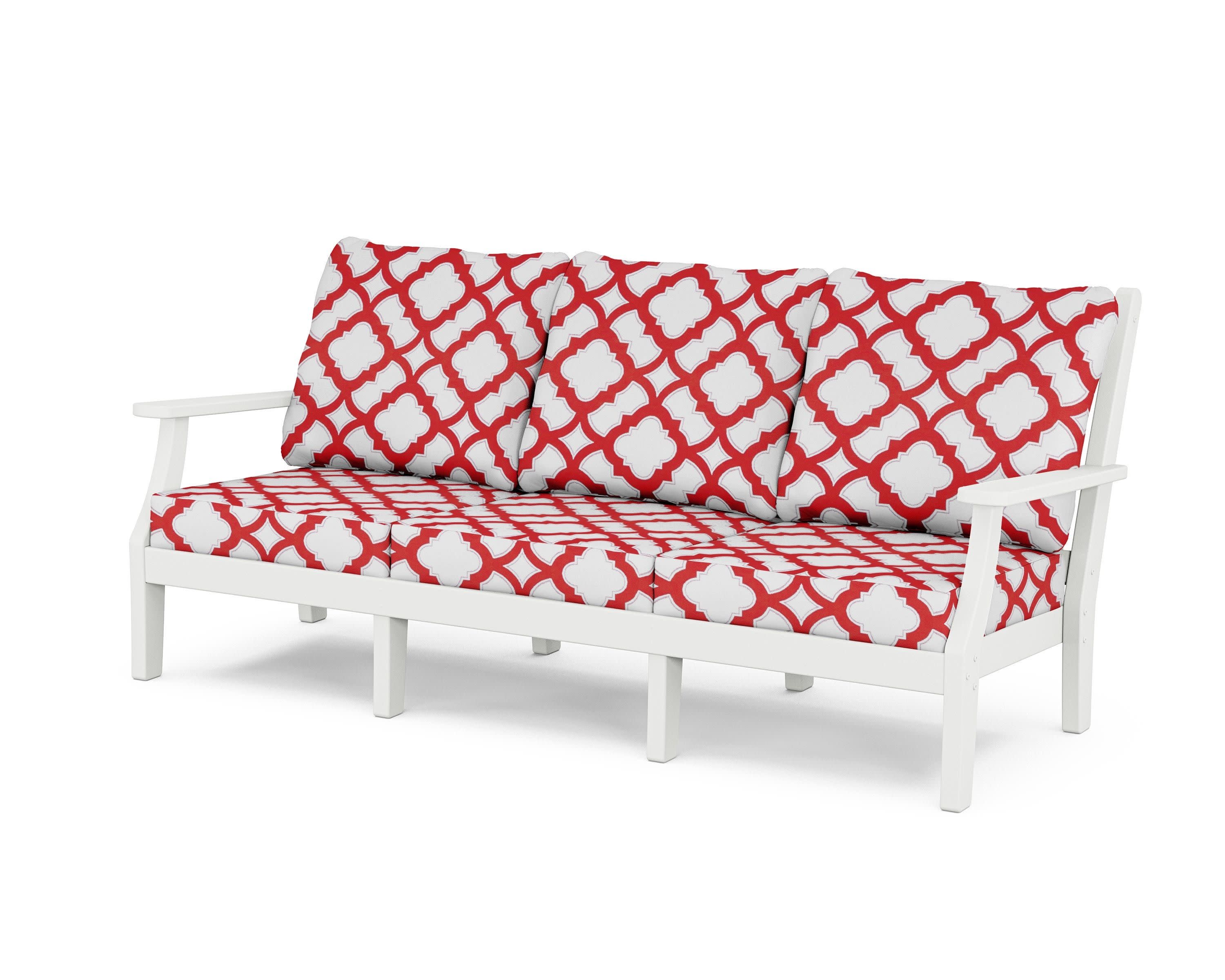 Wovendale Deep Seating Sofa in White / Trellis Crimson