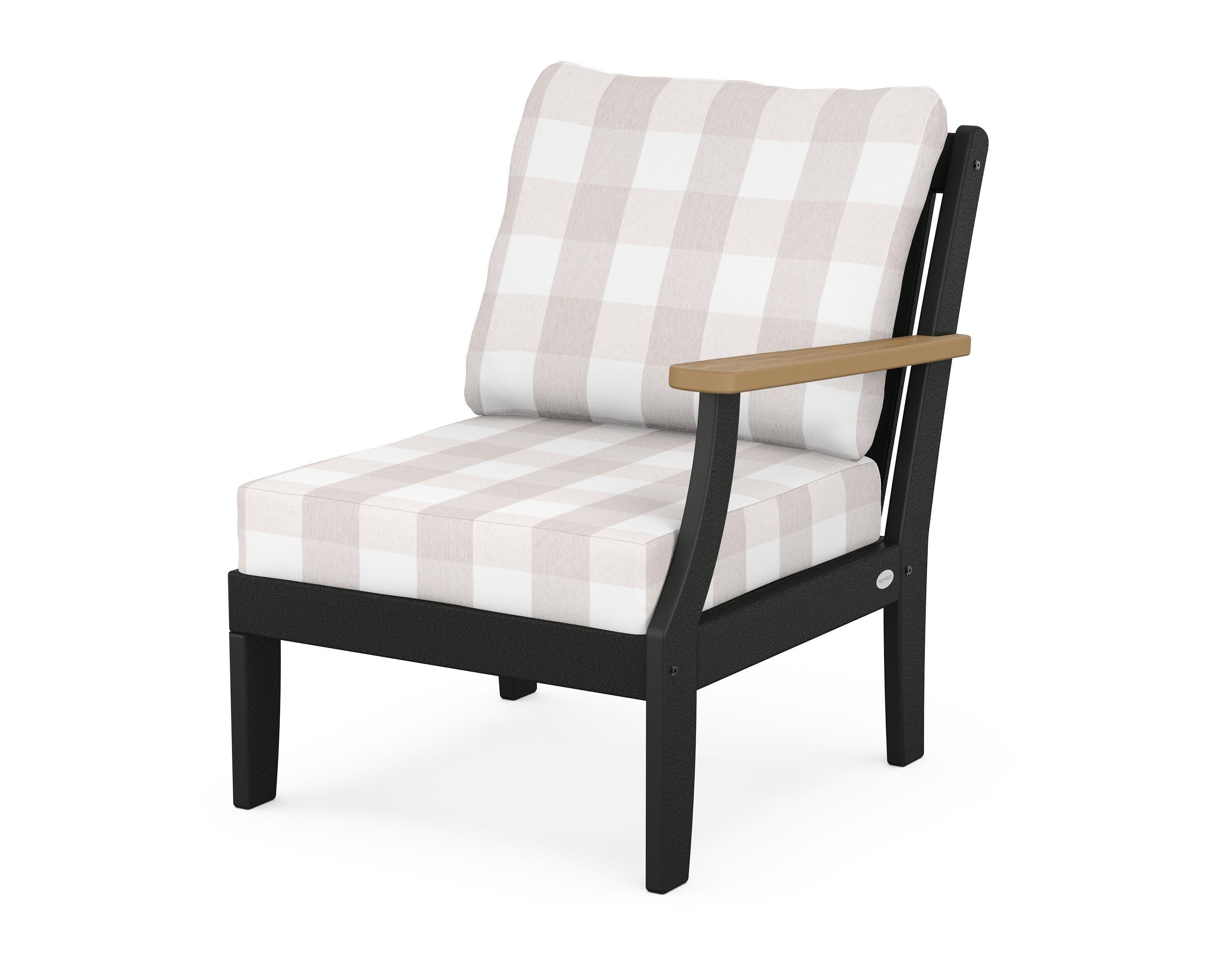 Braxton Modular Right Arm Chair in Black / Natural / Buffalo Plaid Dune Burlap