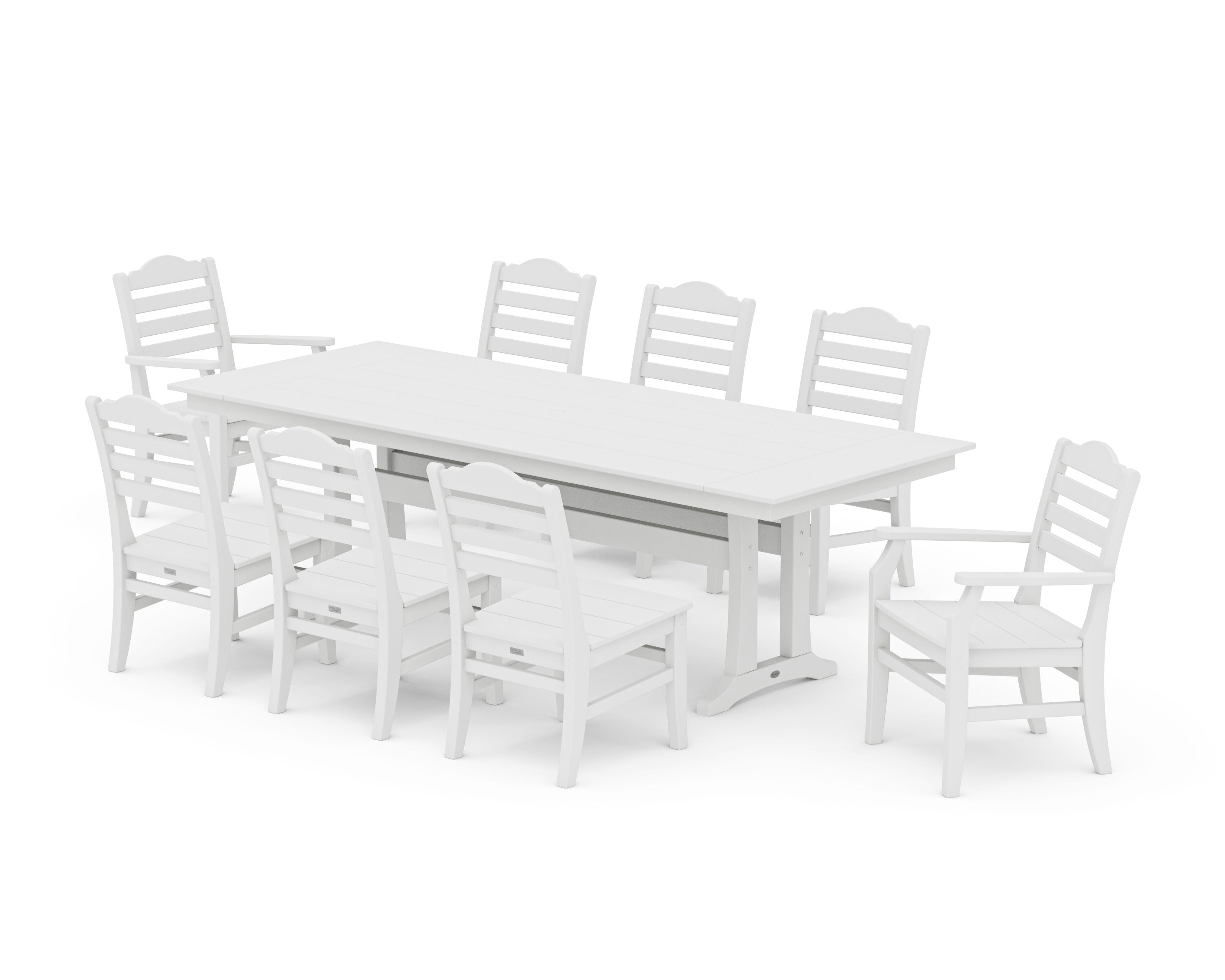 Savannah 9-Piece Farmhouse Dining Set with Trestle Legs in White