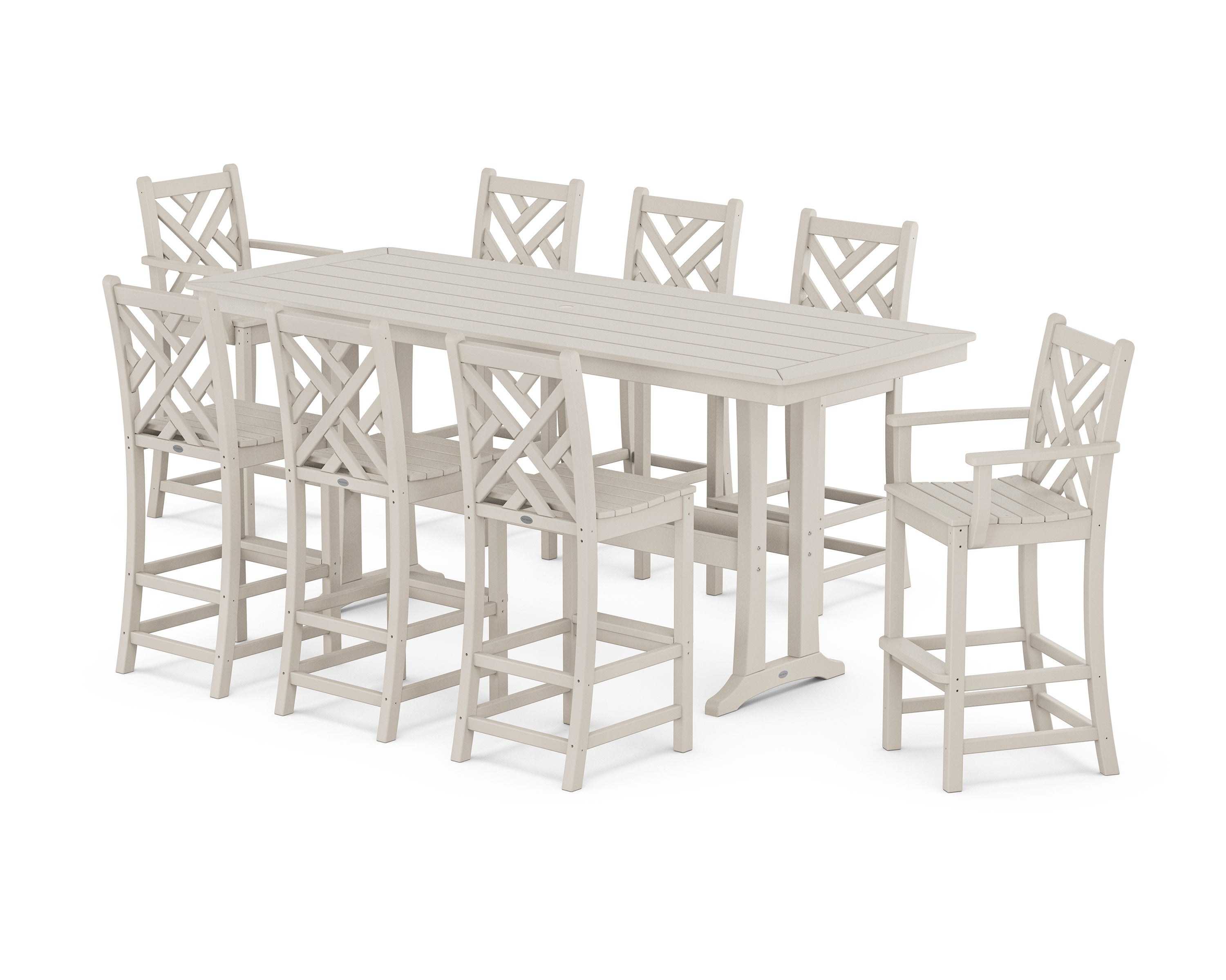 Chippendale 9-Piece Bar Set with Trestle Legs in Sand