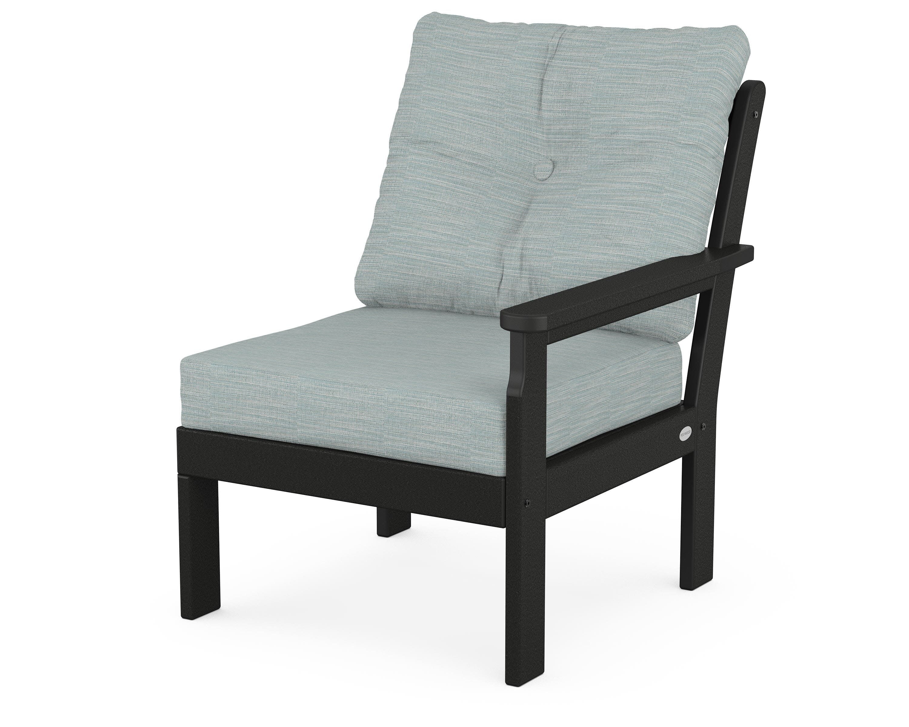Vineyard Modular Right Arm Chair in Black / Soothe Mist