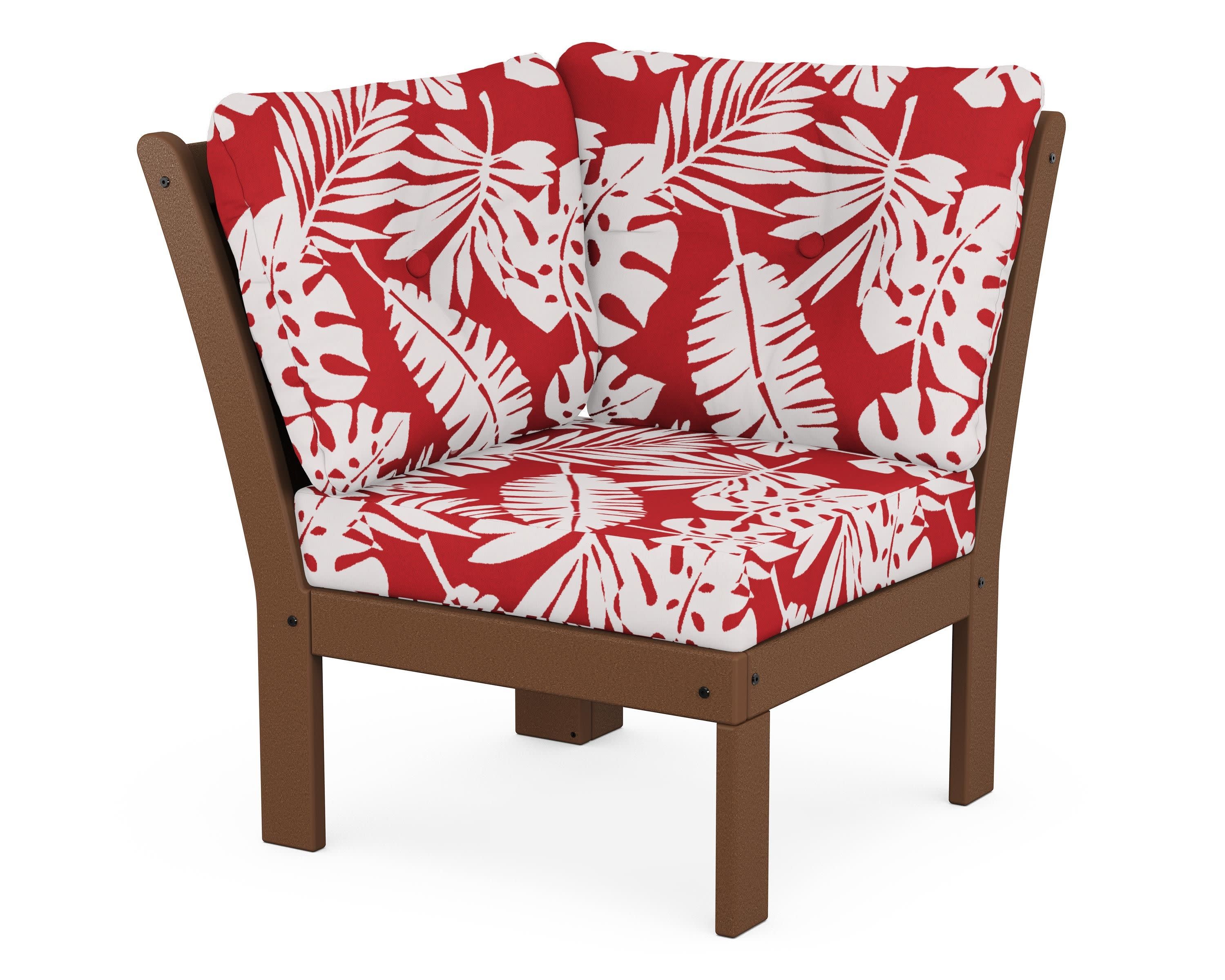 Vineyard Modular Corner Chair in Teak / Leaf Crimson