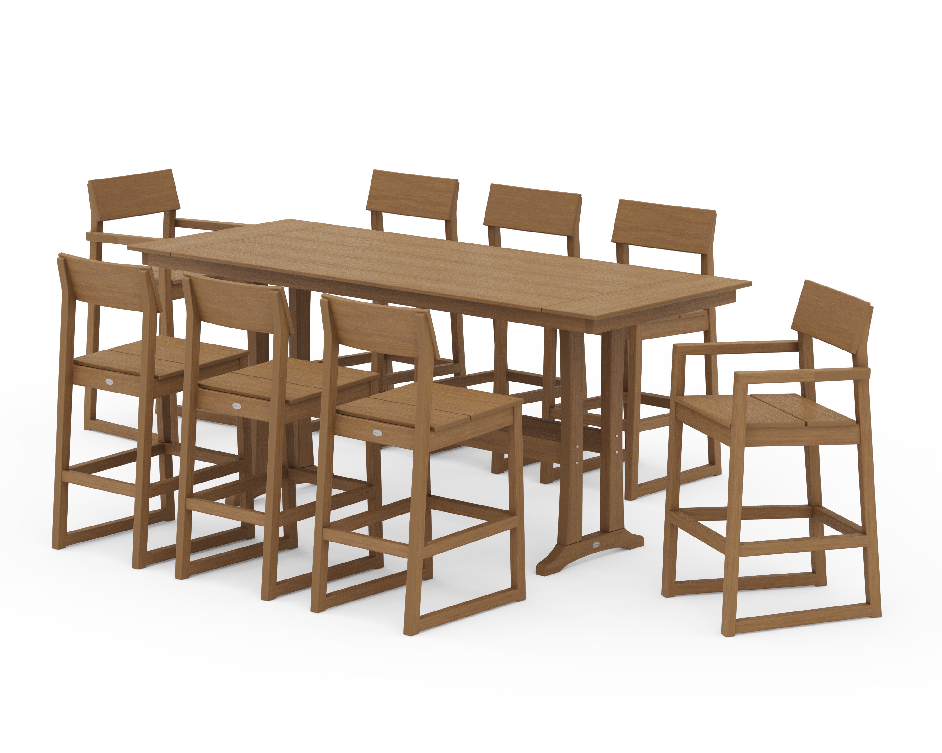 EDGE 9-Piece Farmhouse Bar Set with Trestle Legs in Natural