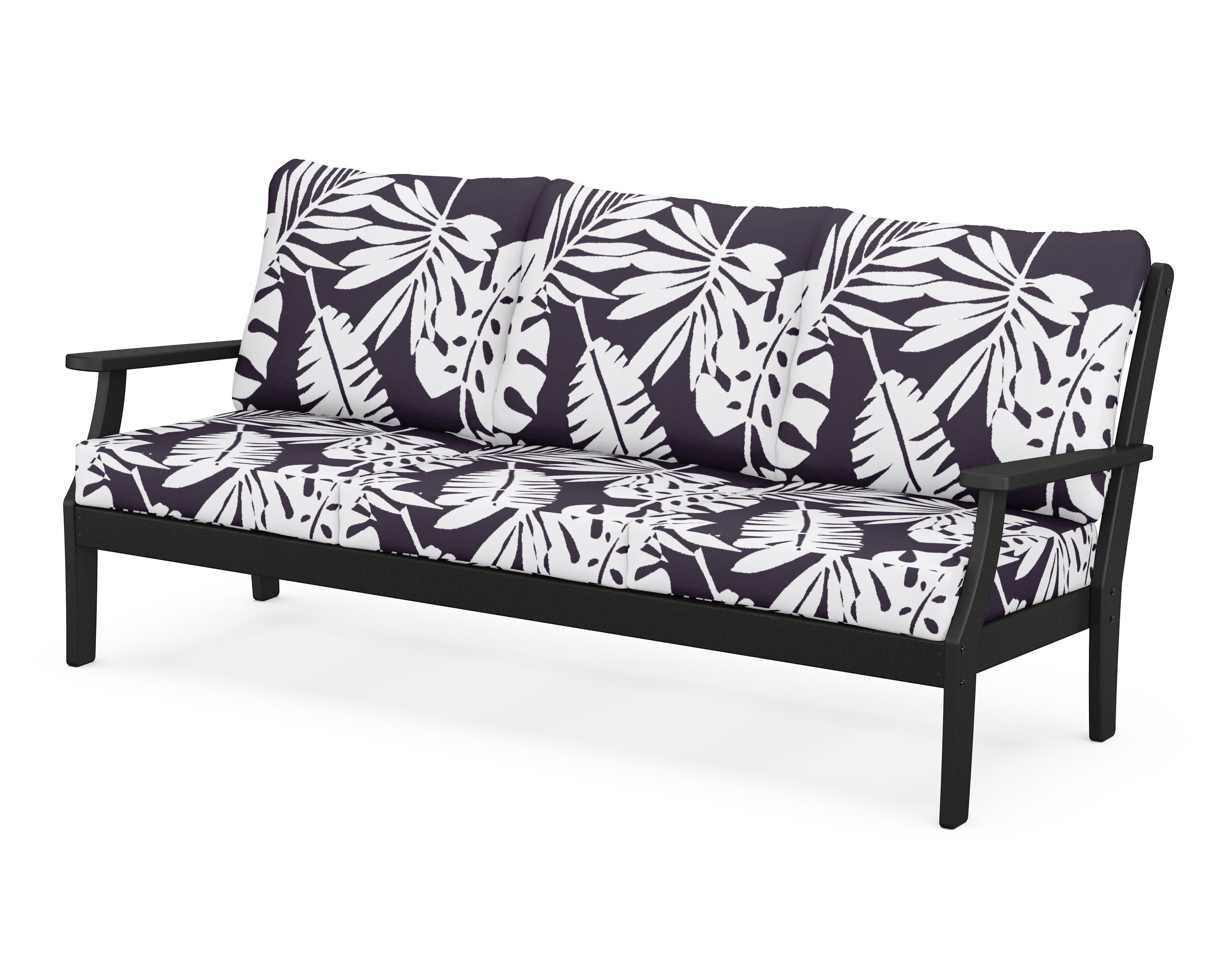 Braxton Deep Seating Sofa in Black / Leaf Navy