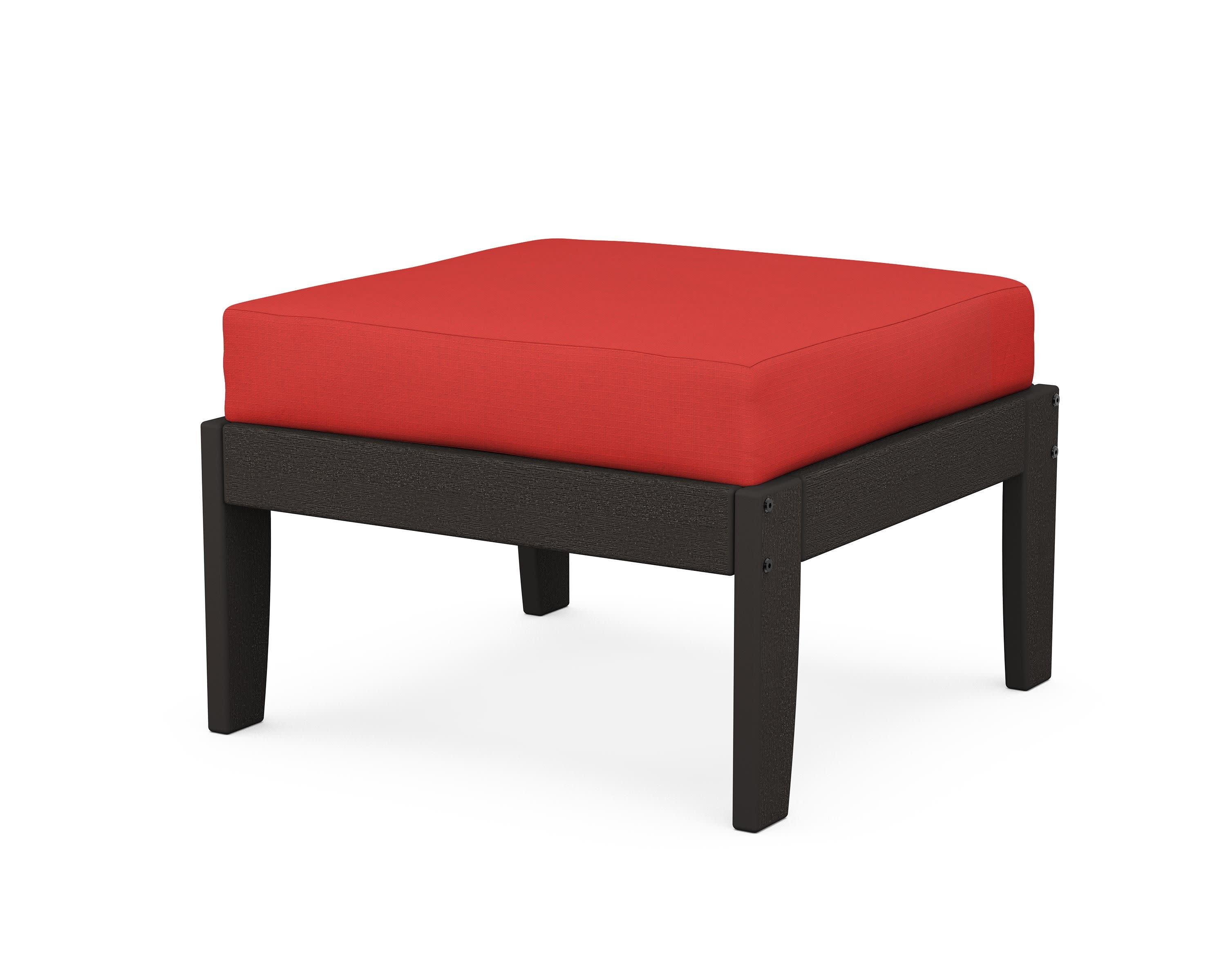 Modular Ottoman - Classic in Vintage Coffee / Crimson Linen