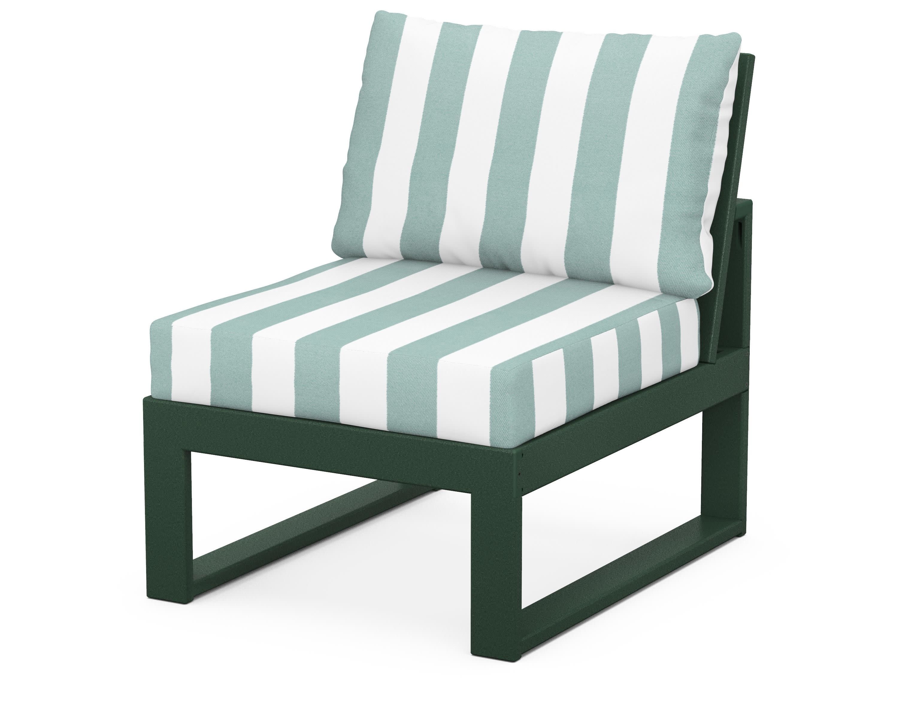 Modular Armless Chair in Green / Cabana Stripe Glacier Spa