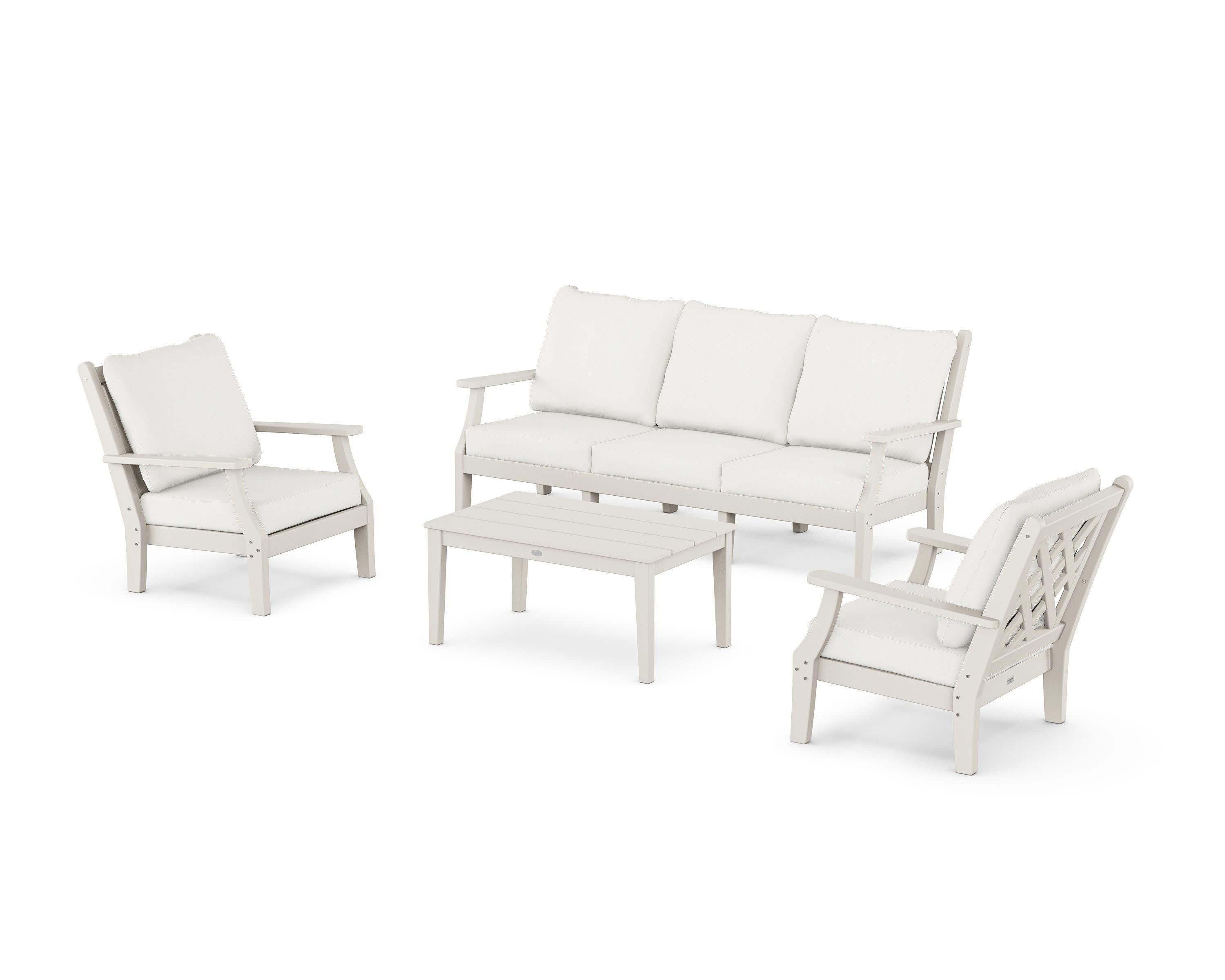 Wovendale 4-Piece Deep Seating Set with Sofa in Sand / Natural Linen